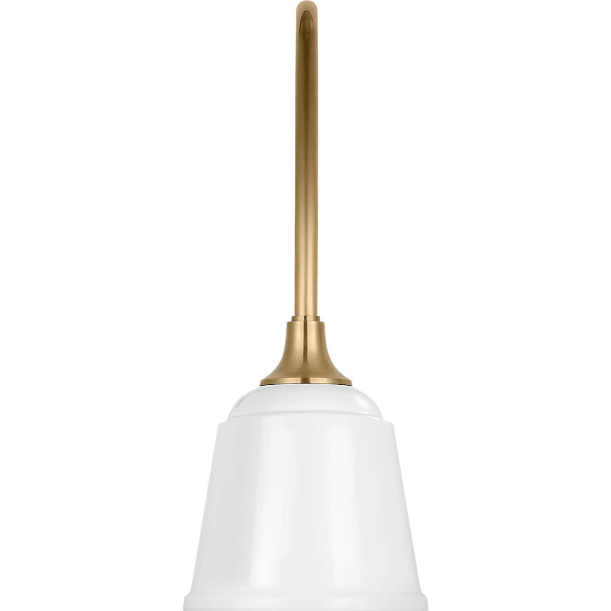Thomas O'Brien Academy 19.5" Arched Mack Barn Light in Hand-Rubbed Antique Brass with 8" White Rockhouse Shade W8" x H21" x E23"