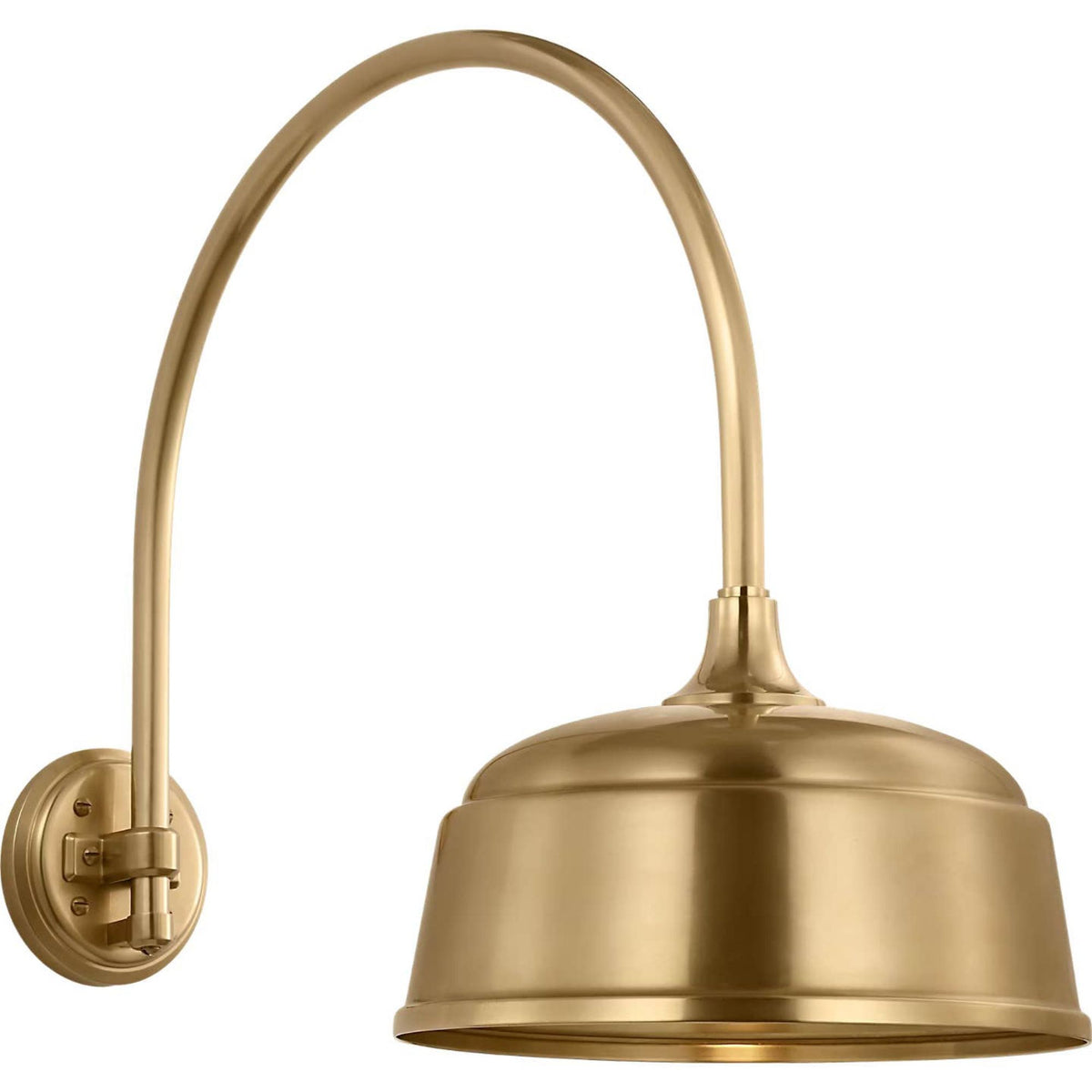 Thomas O'Brien Academy 19.5" Arched Mack Barn Light in Hand-Rubbed Antique Brass with 12.5" Rockhouse Shade W12.5" x H19.5" x E25.25"