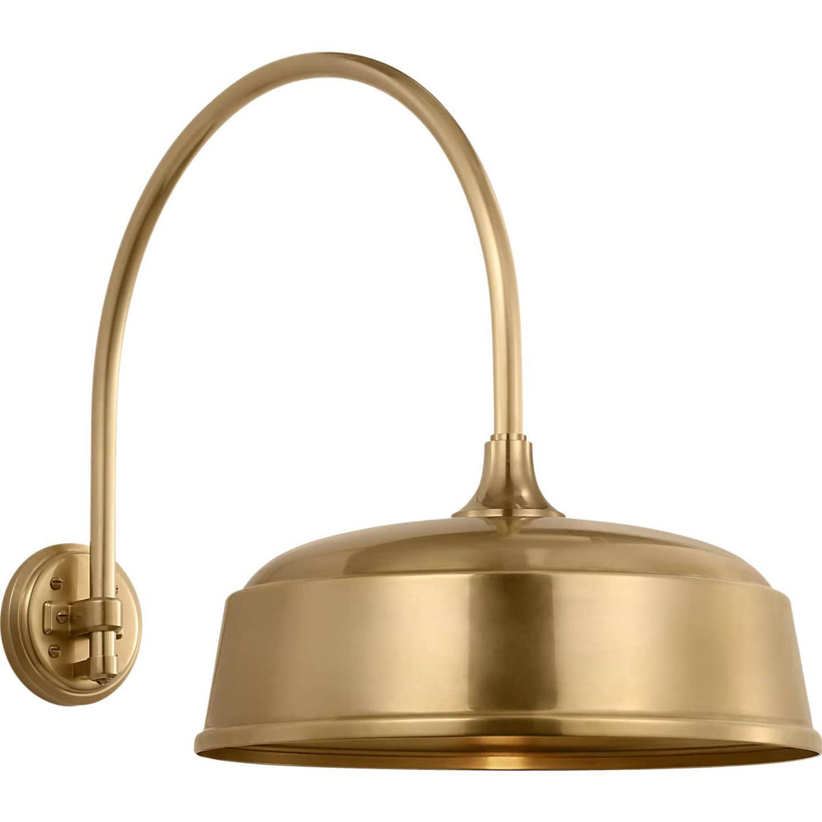 Thomas O'Brien Academy 19.5" Arched Mack Barn Light in Hand-Rubbed Antique Brass with 16" Rockhouse Shade W16" x H19.5" x E27"