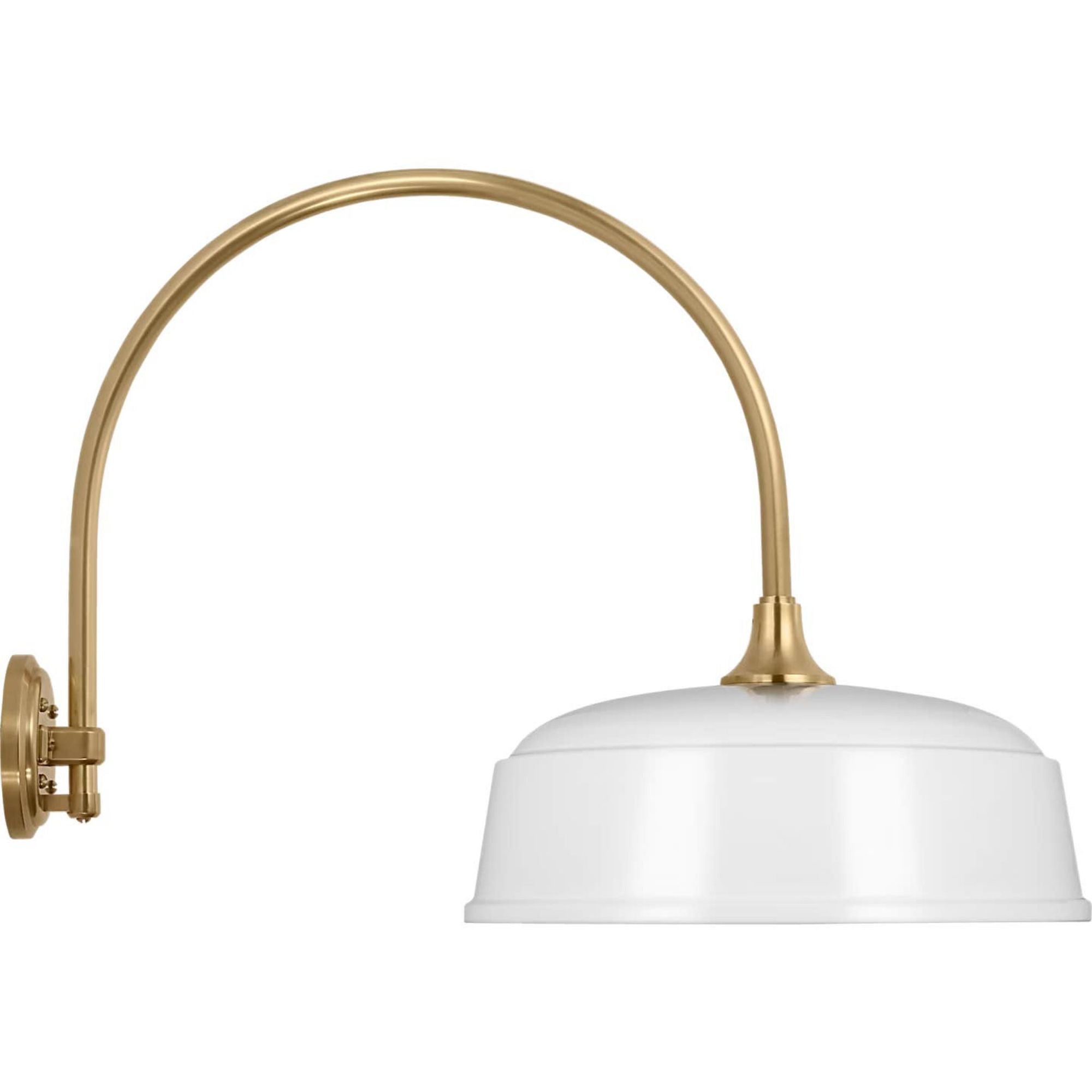 Thomas O'Brien Academy 19.5" Arched Mack Barn Light in Hand-Rubbed Antique Brass with 16" White Rockhouse Shade W16" x H19.5" x E27"