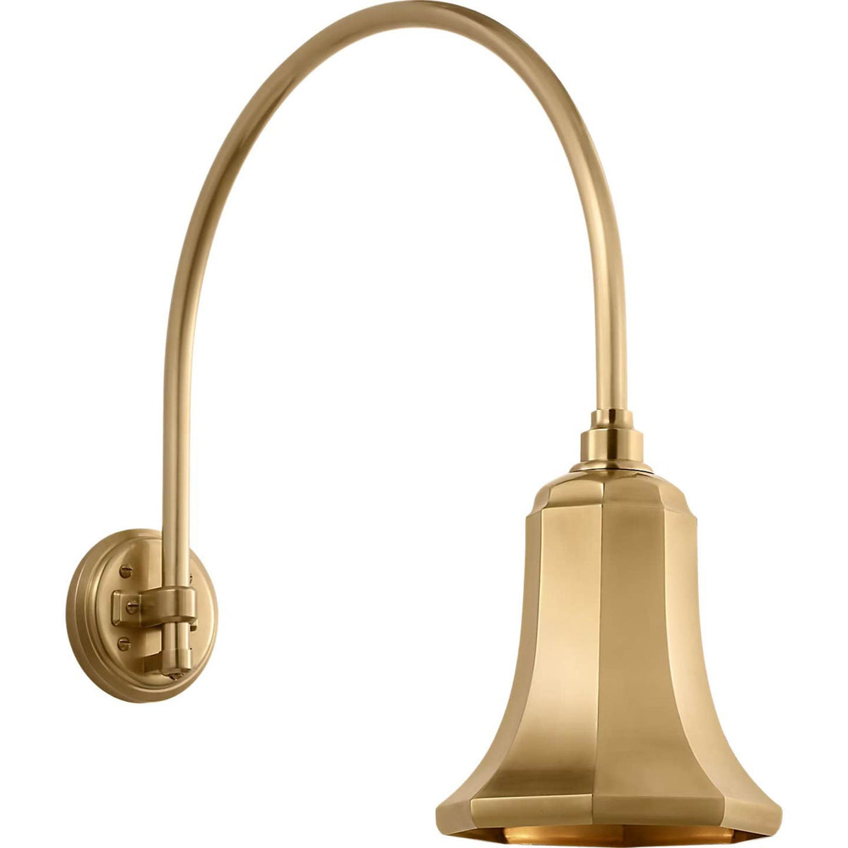 Thomas O'Brien Academy 19.5" Arched Mack Barn Light in Hand-Rubbed Antique Brass with 7.5" Savannah Shade W7.5" x H21.5" x E22.75"