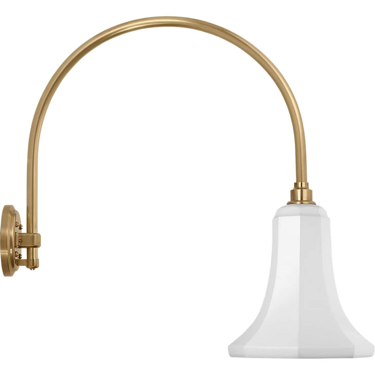 Thomas O'Brien Academy 19.5" Arched Mack Barn Light in Hand-Rubbed Antique Brass with 9.25" White Savannah Shade W9.25" x H23.25" x E23.75"