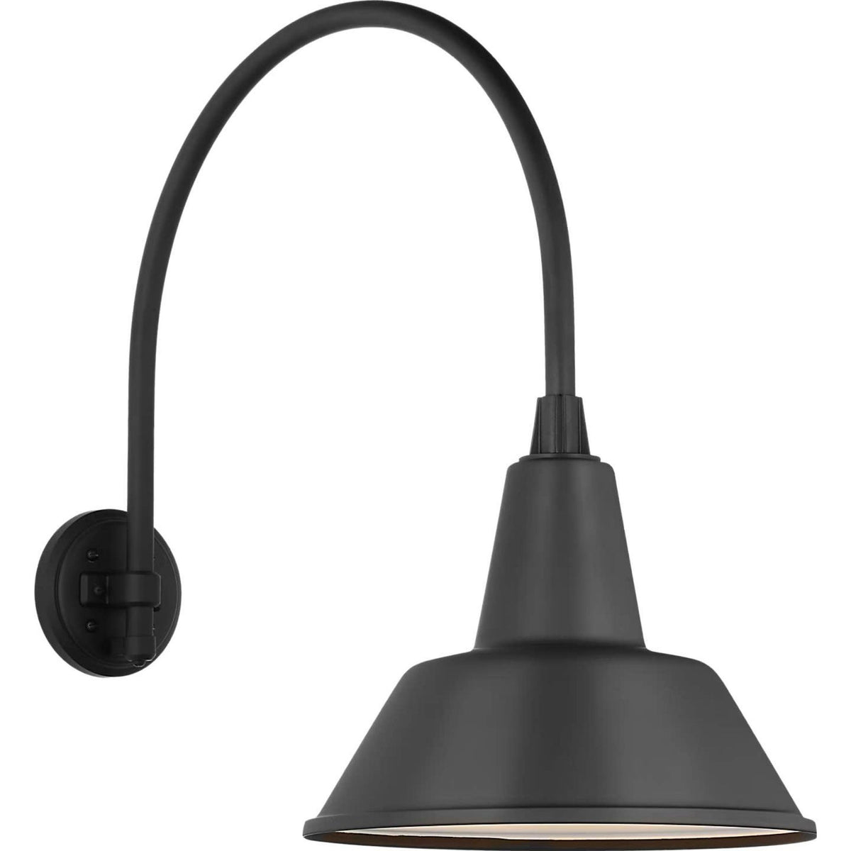 Thomas O'Brien Academy 19.5" Arched Mack Barn Light in Matte Black with 12.5" Bowers Shade W12.5" x H22" x E25.25"