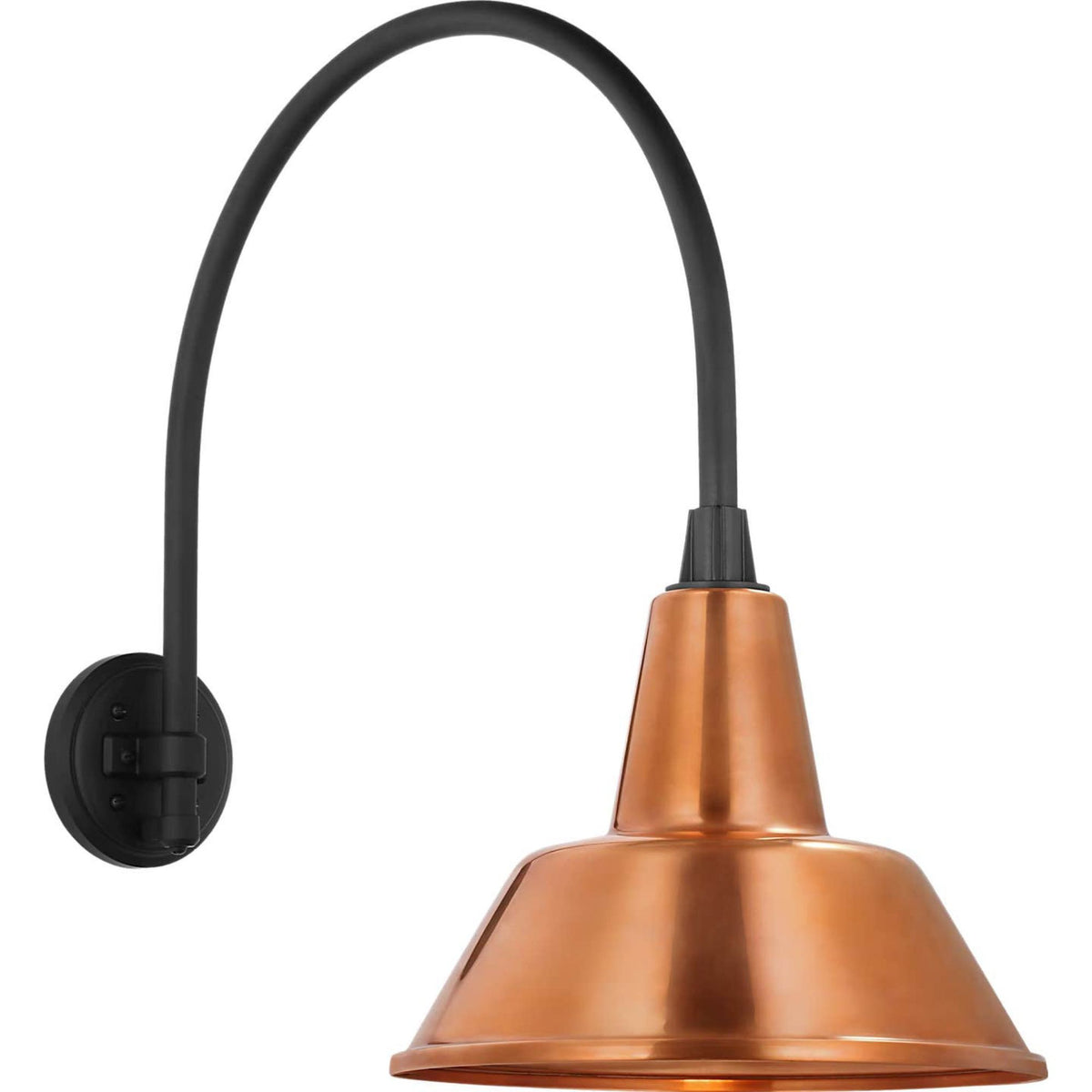 Thomas O'Brien Academy 19.5" Arched Mack Barn Light in Matte Black with 12.5" Soft Copper Bowers Shade W12.5" x H22" x E25.25"