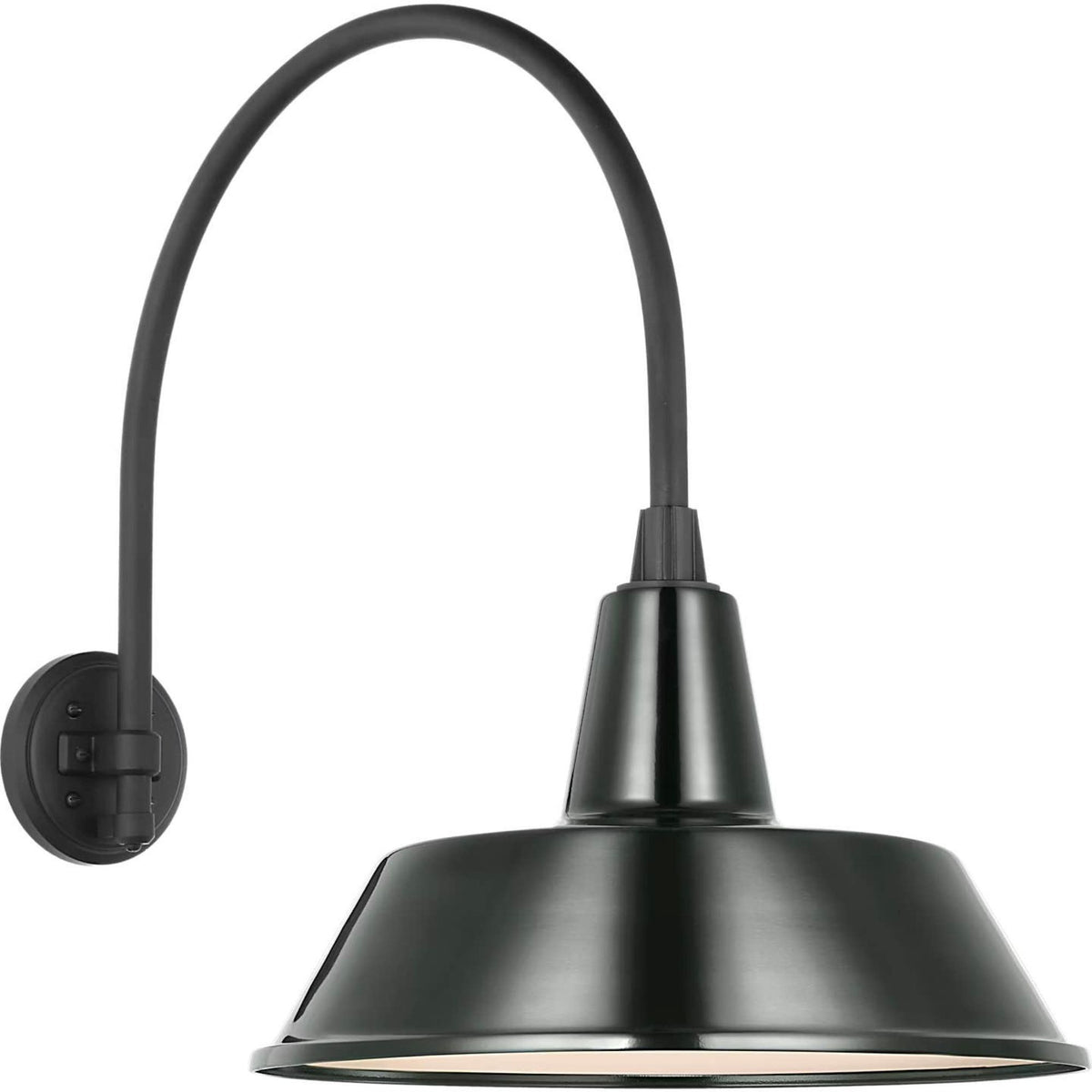 Thomas O'Brien Academy 19.5" Arched Mack Barn Light in Matte Black with 16" Green Bowers Shade W16" x H22" x E27"