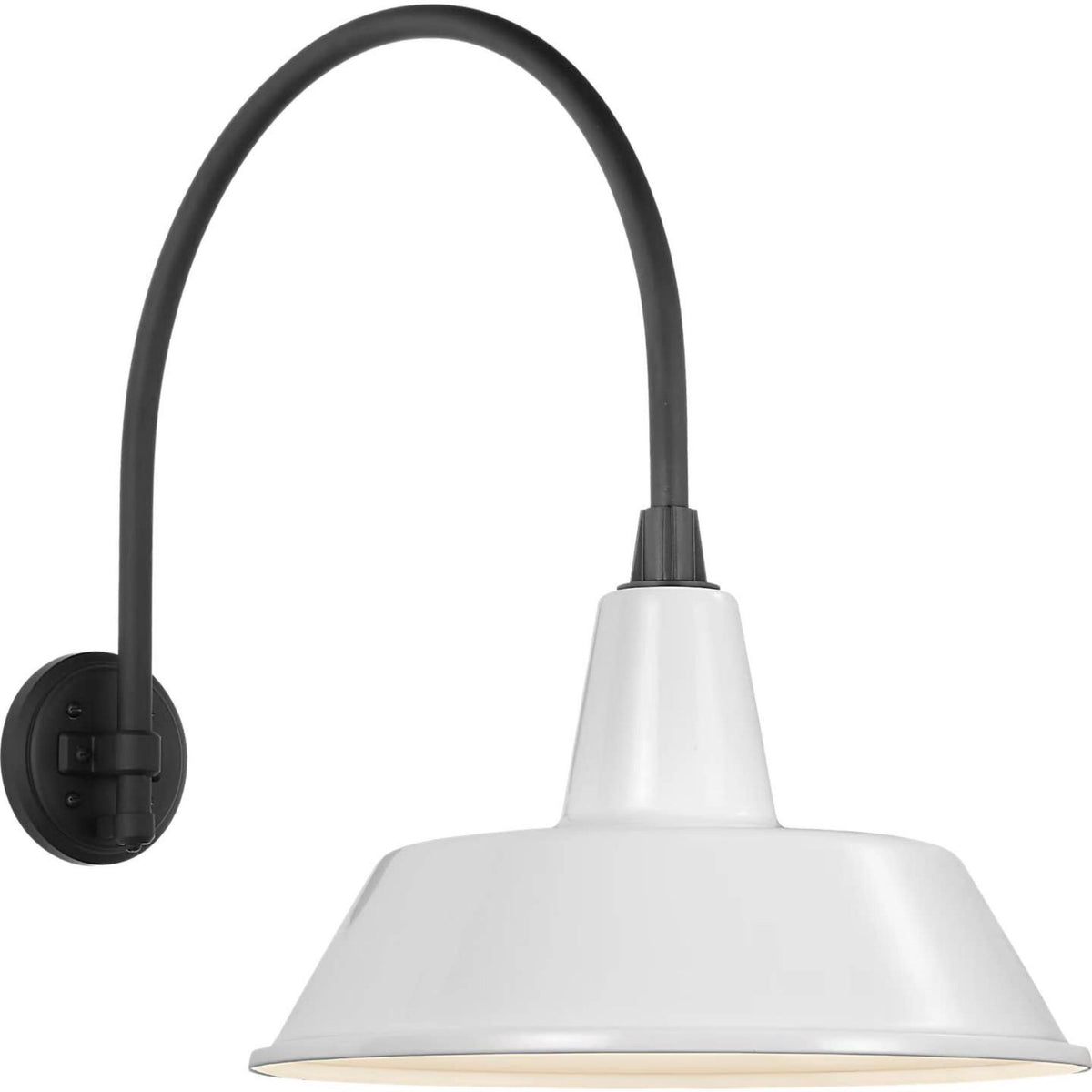 Thomas O'Brien Academy 19.5" Arched Mack Barn Light in Matte Black with 16" White Bowers Shade W16" x H22" x E27"