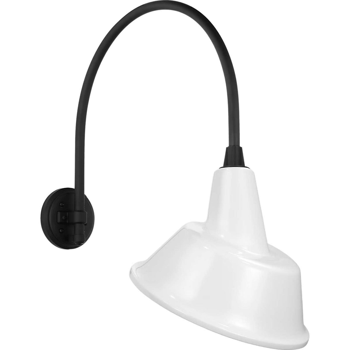 Thomas O'Brien Academy 19.5" Arched Mack Barn Light in Matte Black with 12.5" White Tilted Bowers Shade W12.5" x H25" x E22.75"
