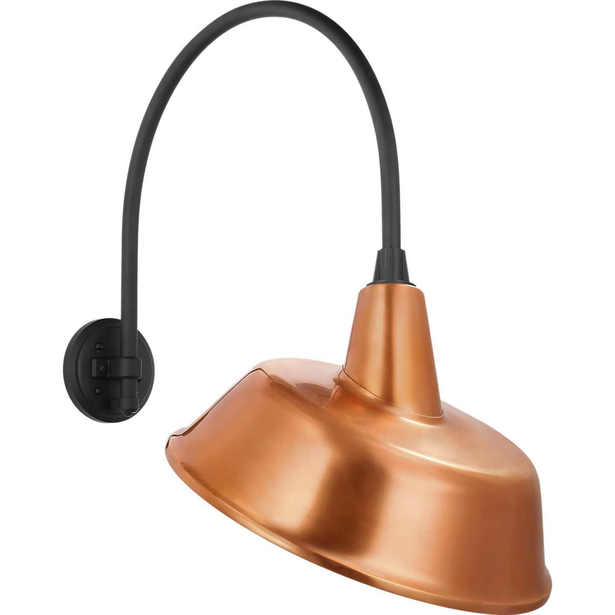 Thomas O'Brien Academy 19.5" Arched Mack Barn Light in Matte Black with 16" Soft Copper Tilted Bowers Shade W16" x H26" x E24"