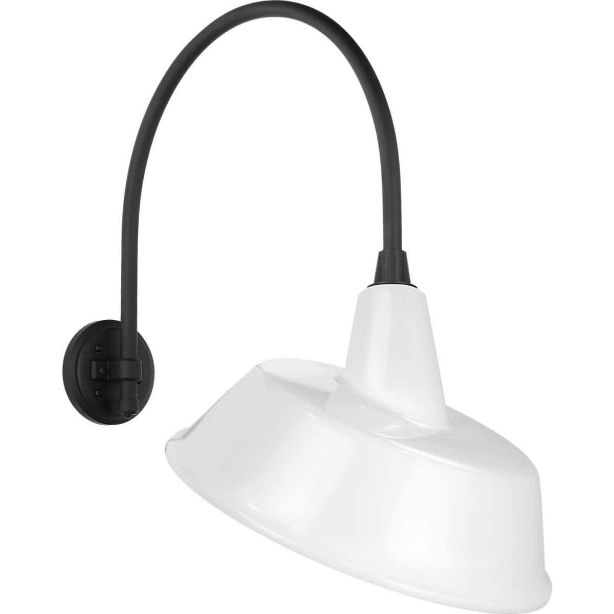 Thomas O'Brien Academy 19.5" Arched Mack Barn Light in Matte Black with 16" White Tilted Bowers Shade W16" x H26" x E24"