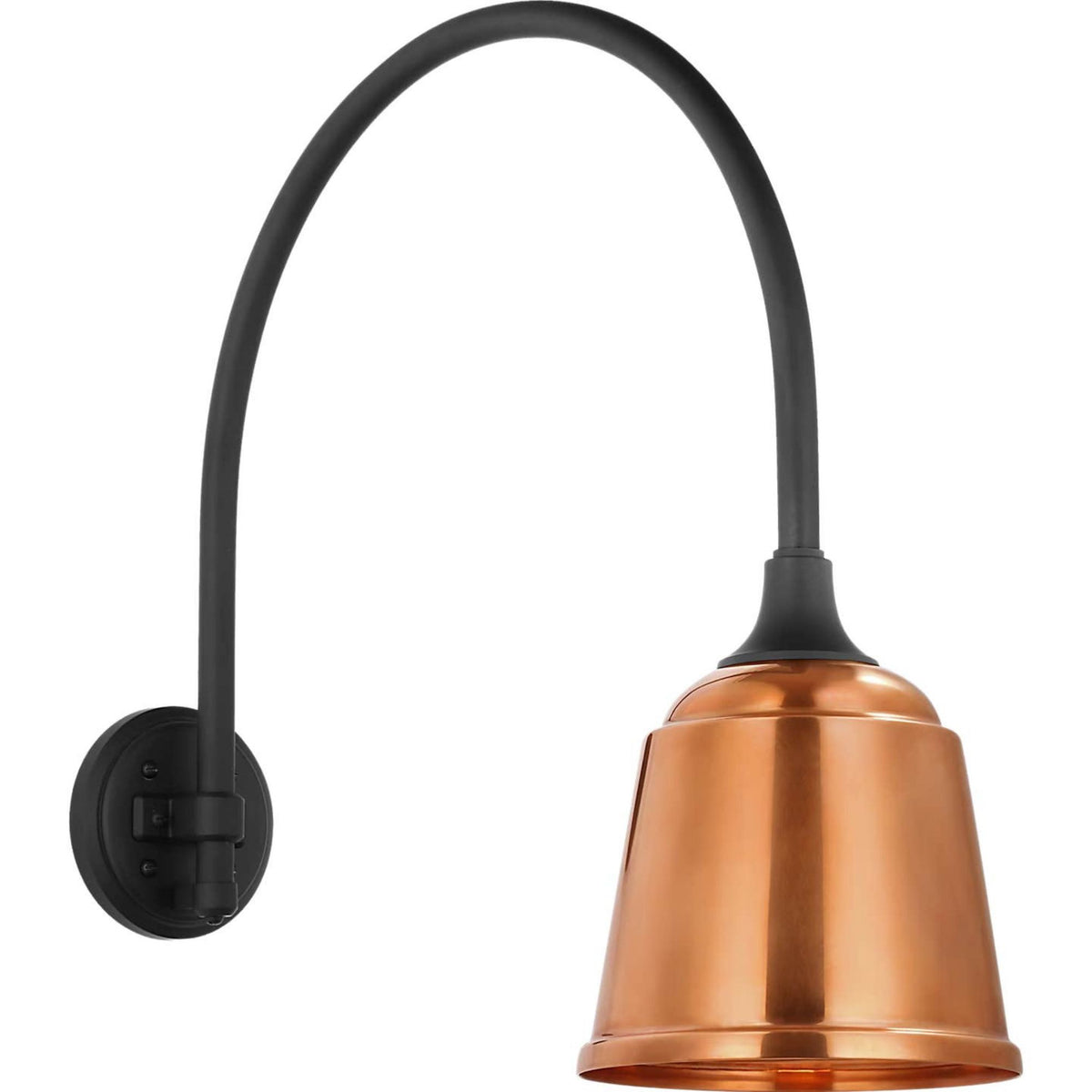 Thomas O'Brien Academy 19.5" Arched Mack Barn Light in Matte Black with 8" Soft Copper Rockhouse Shade W8" x H21" x E23"