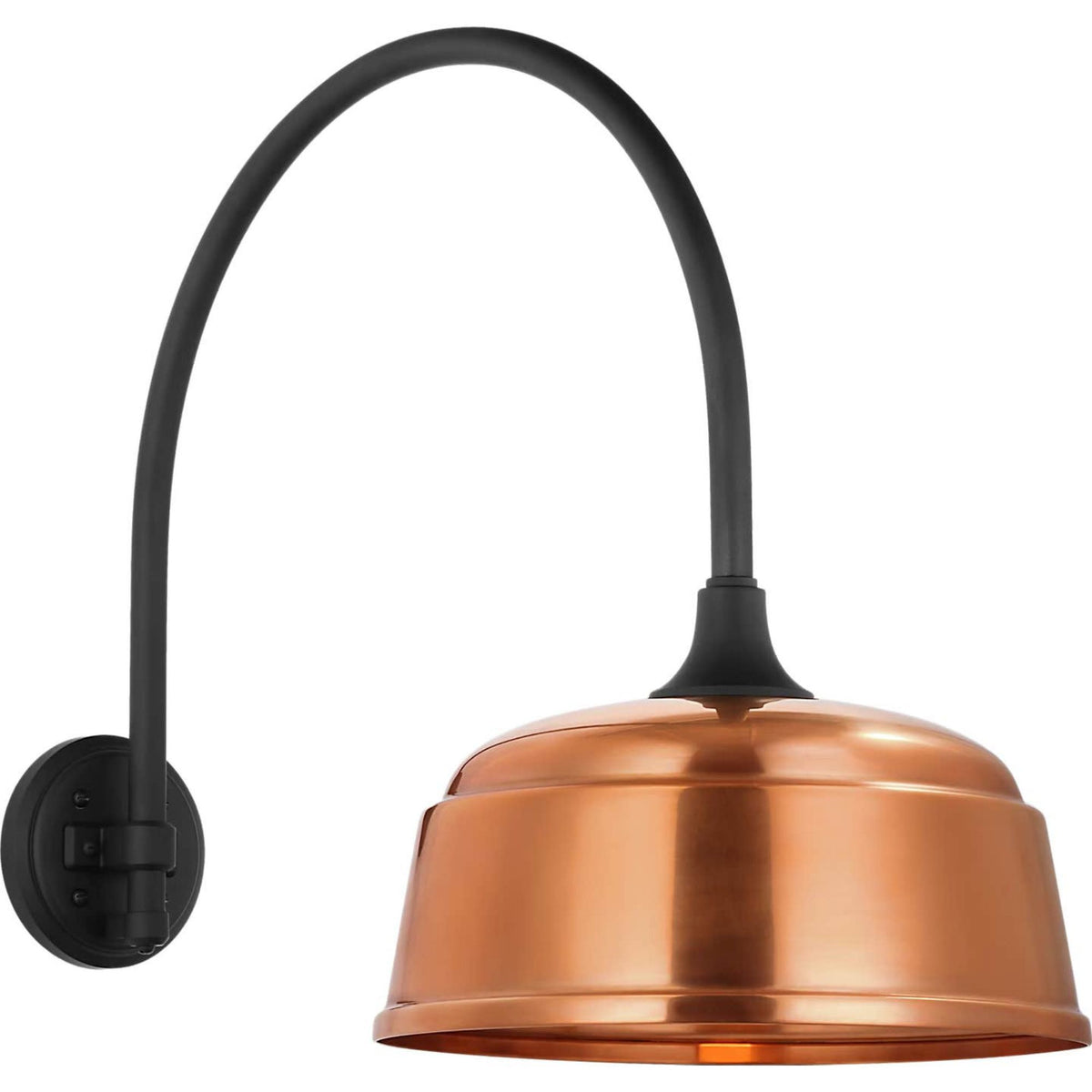 Thomas O'Brien Academy 19.5" Arched Mack Barn Light in Matte Black with 12.5" Soft Copper Rockhouse Shade W12.5" x H19.5" x E25.25"