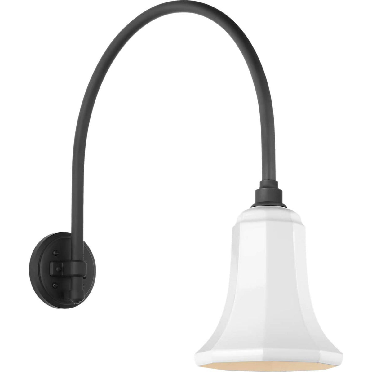 Thomas O'Brien Academy 19.5" Arched Mack Barn Light in Matte Black with 7.5" White Savannah Shade W7.5" x H21.5" x E22.75"