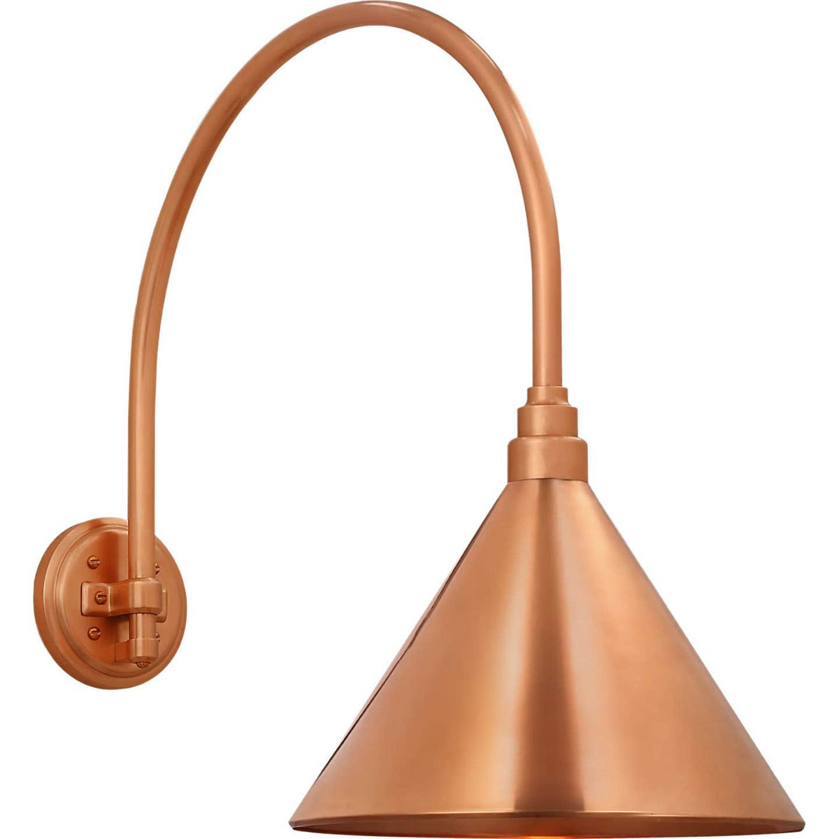 Thomas O'Brien Academy 19.5" Arched Mack Barn Light in Soft Copper with 12.5" Conical Savannah Shade W12.5" x H22.25" x E25.25"