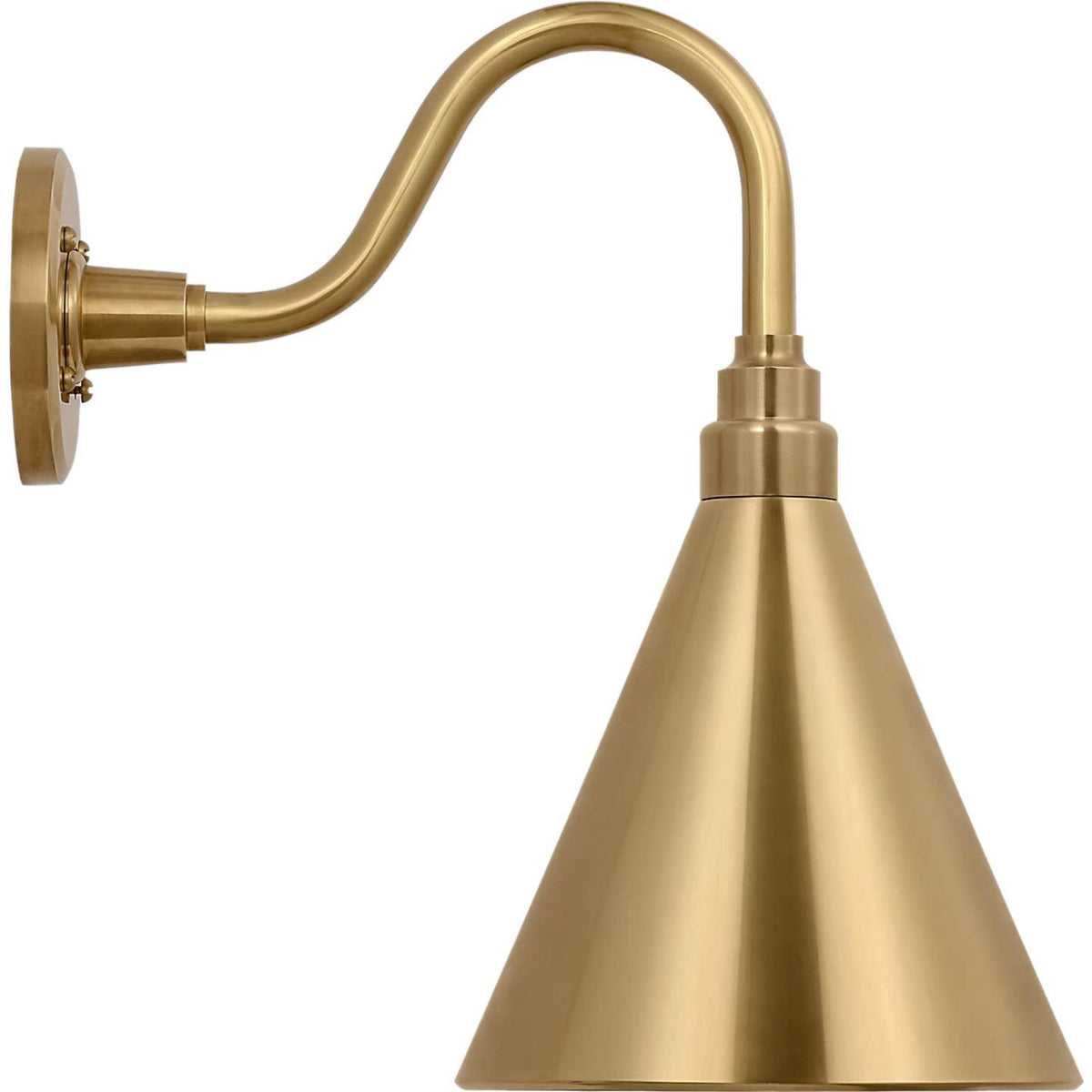 Thomas O'Brien Academy 11" Flynn Barn Light in Hand-Rubbed Antique Brass with 9" Hand-Rubbed Antique Brass Conical Savannah Shade W9" x H15.5" x E15"