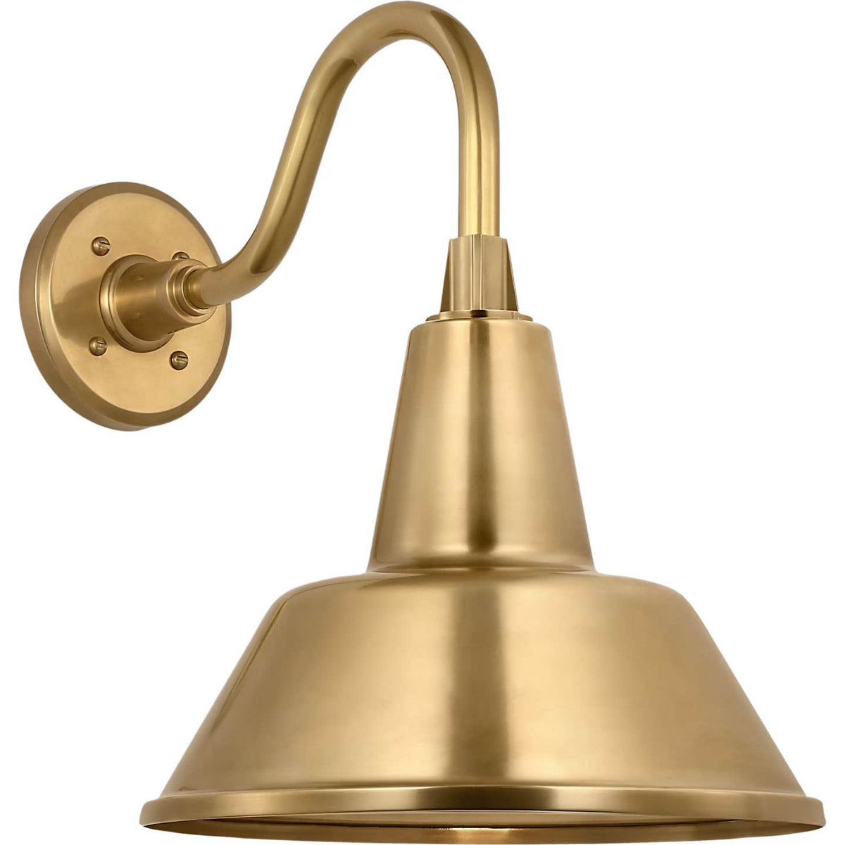 Thomas O'Brien Academy 11" Flynn Barn Light in Hand-Rubbed Antique Brass with 12.5" Hand-Rubbed Antique Brass Bowers Shade W12.5" x H15.5" x E16.75"