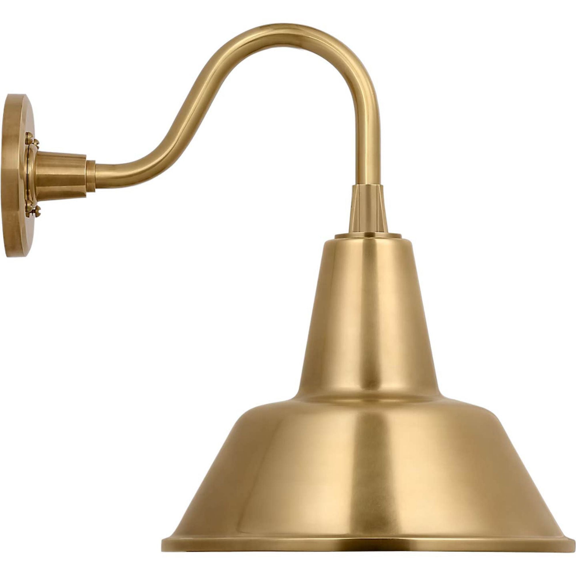 Thomas O'Brien Academy 11" Flynn Barn Light in Hand-Rubbed Antique Brass with 12.5" Hand-Rubbed Antique Brass Bowers Shade W12.5" x H15.5" x E16.75"