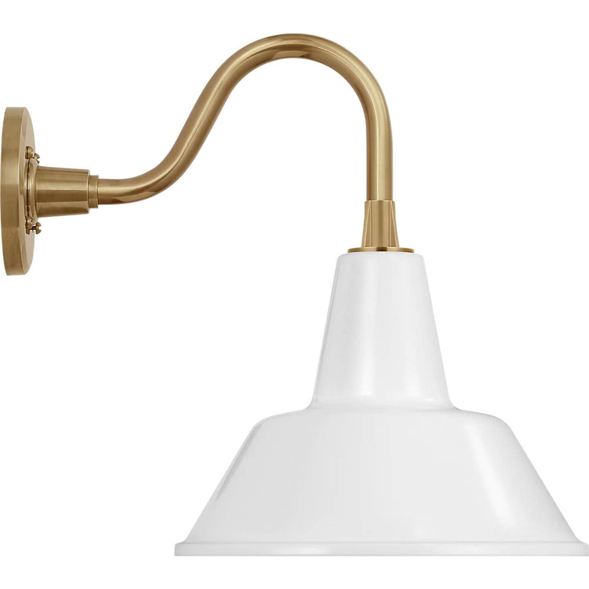 Thomas O'Brien Academy 11" Flynn Barn Light in Hand-Rubbed Antique Brass with 12.5" White Bowers Shade W12.5" x H15.5" x E16.75"