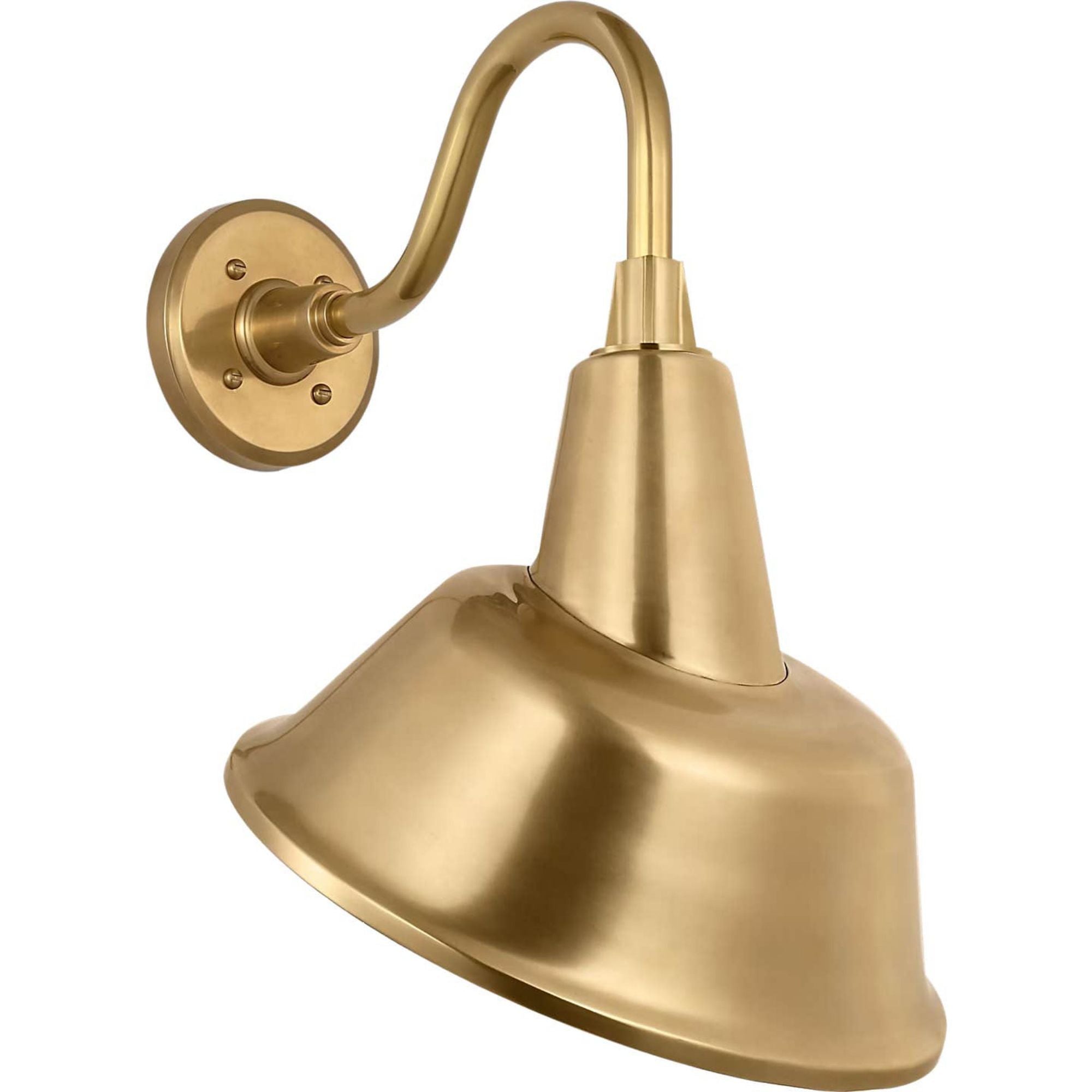 Thomas O'Brien Academy 11" Flynn Barn Light in Hand-Rubbed Antique Brass with 12.5" Hand-Rubbed Antique Brass Tilted Bowers Shade W12.5" x H18.5" x E14"