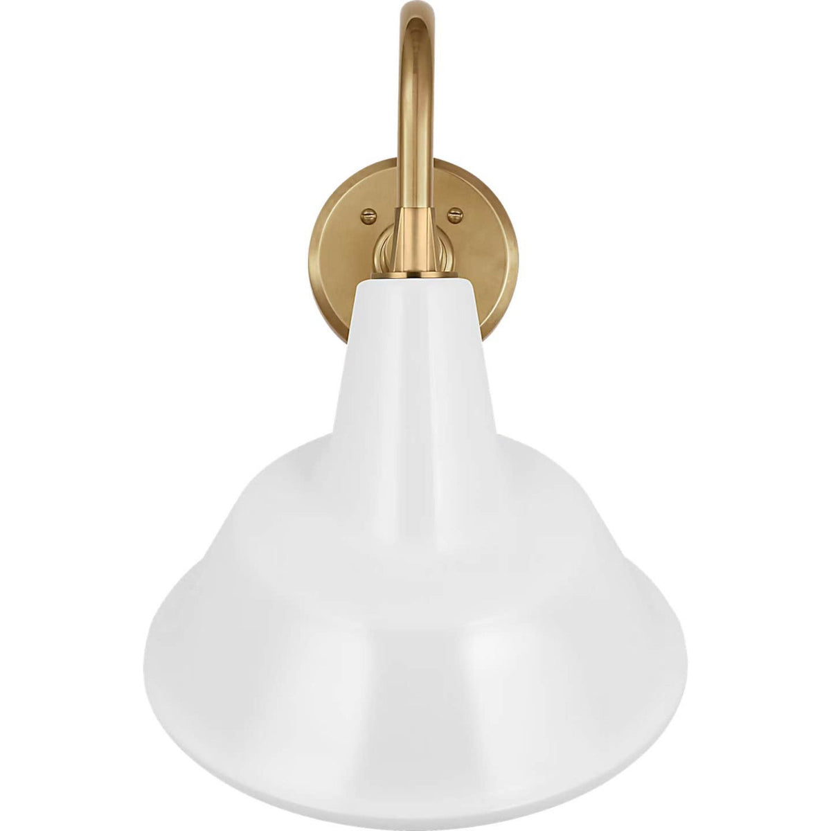 Thomas O'Brien Academy 11" Flynn Barn Light in Hand-Rubbed Antique Brass with 12.5" White Tilted Bowers Shade W12.5" x H18.5" x E14"