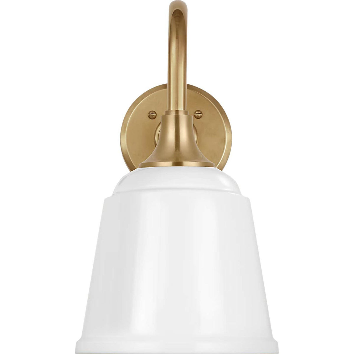 Thomas O'Brien Academy 11" Flynn Barn Light in Hand-Rubbed Antique Brass with 8" White Rockhouse Shade W8" x H14.25" x E14.5"