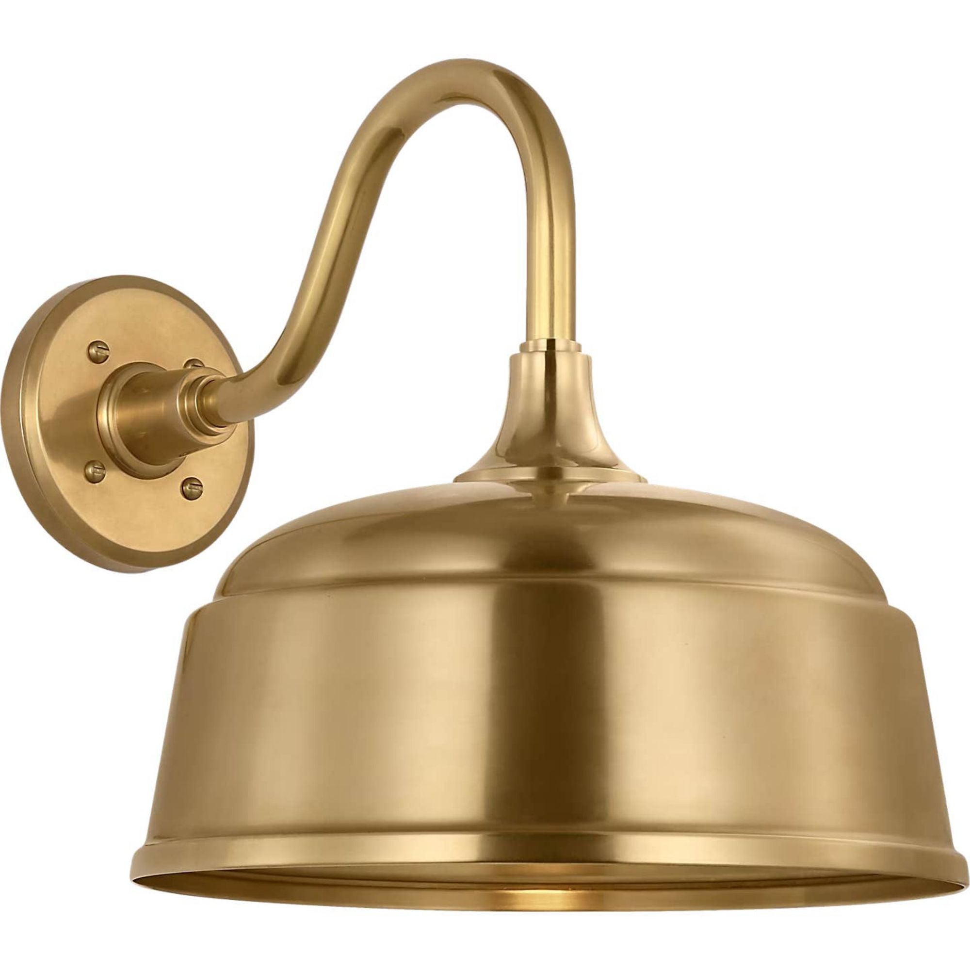 Thomas O'Brien Academy 11" Flynn Barn Light in Hand-Rubbed Antique Brass with 12.5" Hand-Rubbed Antique Brass Rockhouse Shade W12.5" x H13" x E16.75"