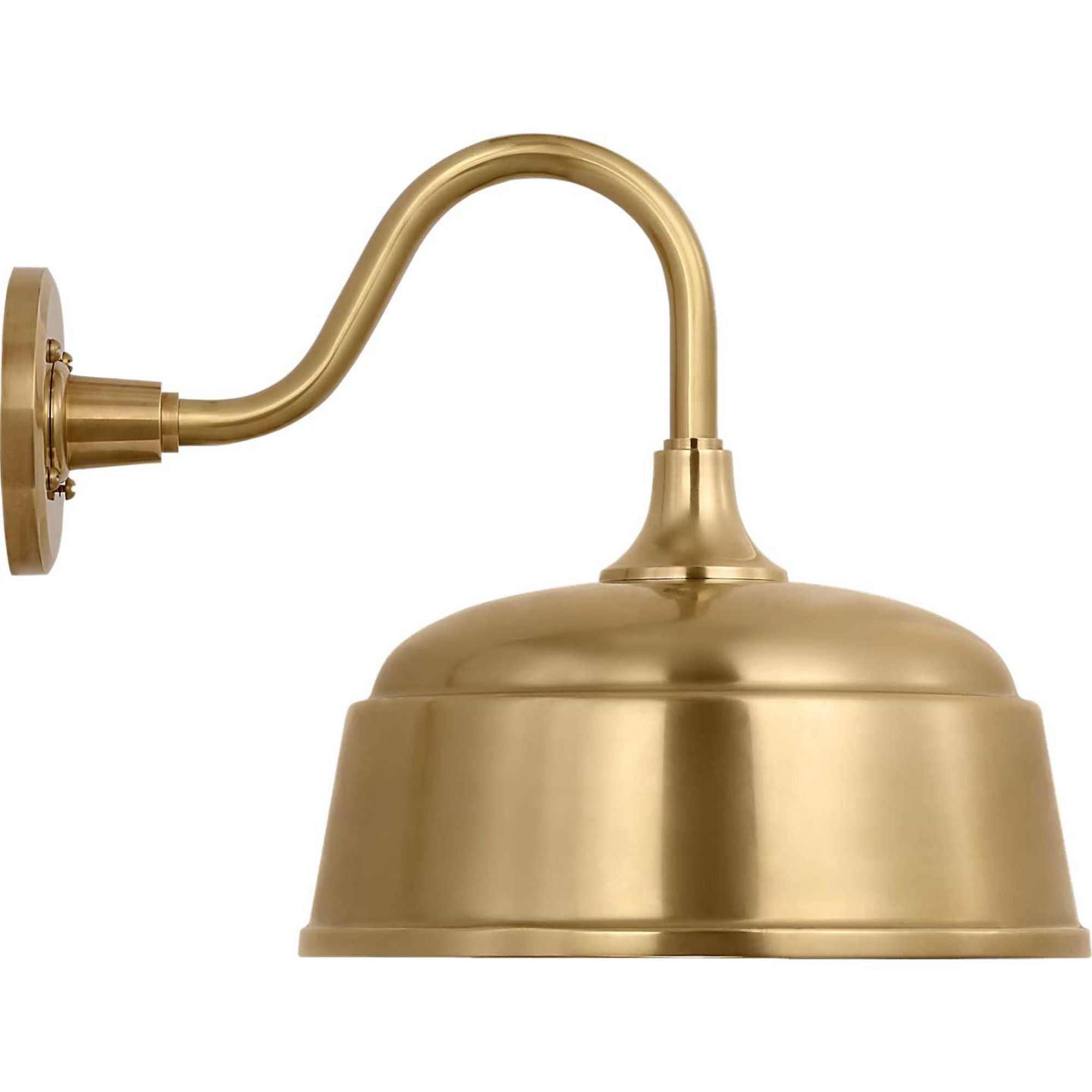 Thomas O'Brien Academy 11" Flynn Barn Light in Hand-Rubbed Antique Brass with 12.5" Hand-Rubbed Antique Brass Rockhouse Shade W12.5" x H13" x E16.75"