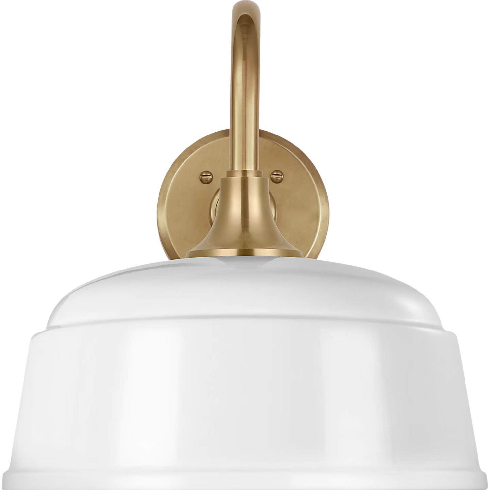 Thomas O'Brien Academy 11" Flynn Barn Light in Hand-Rubbed Antique Brass with 12.5" White Rockhouse Shade W12.5" x H13" x E16.75"