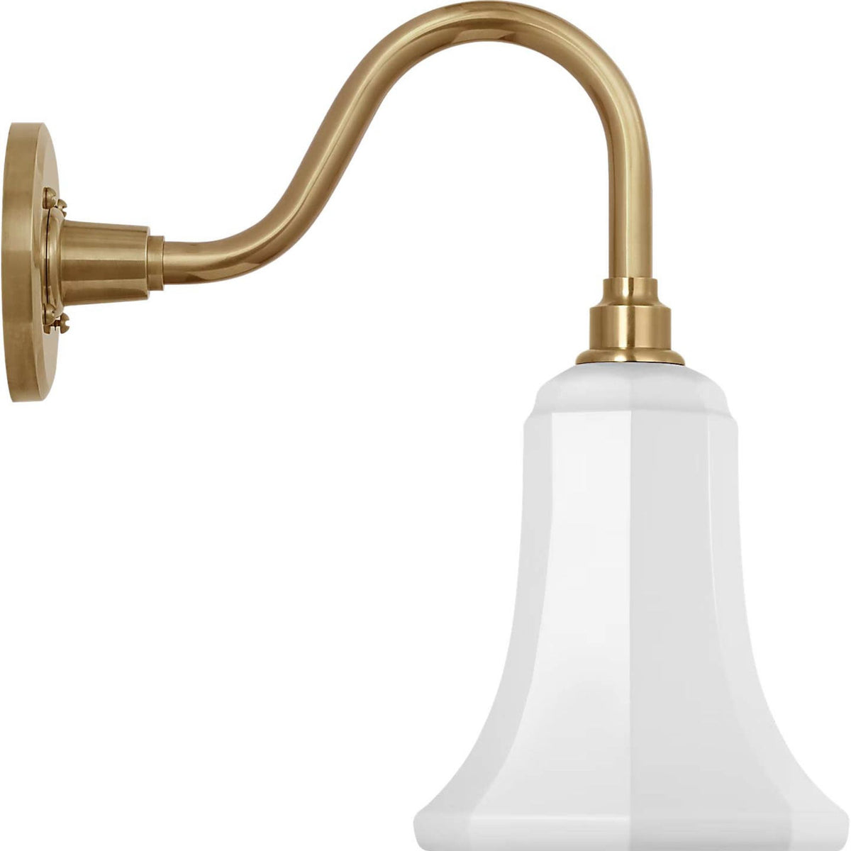 Thomas O'Brien Academy 11" Flynn Barn Light in Hand-Rubbed Antique Brass with 7.5" White Savannah Shade W7.5" x H14.75" x E14.25"