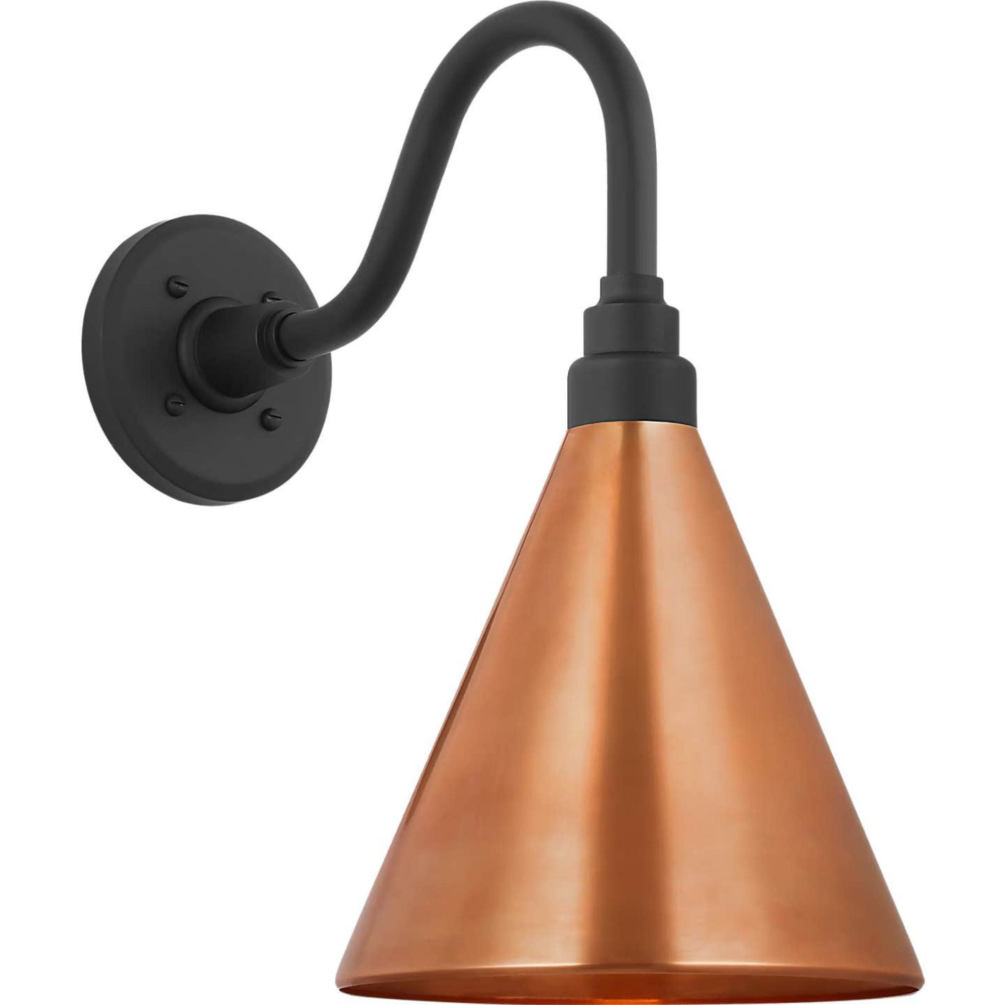 Thomas O'Brien Academy 11" Flynn Barn Light in Matte Black with 9" Soft Copper Conical Savannah Shade W9" x H15.5" x E15"