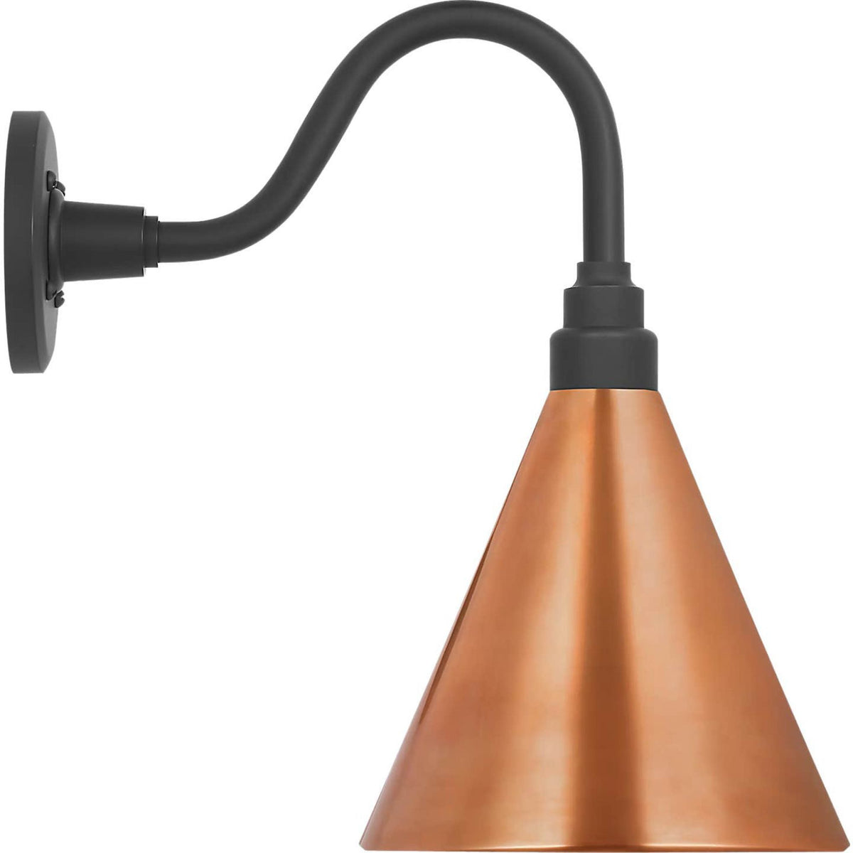 Thomas O'Brien Academy 11" Flynn Barn Light in Matte Black with 9" Soft Copper Conical Savannah Shade W9" x H15.5" x E15"