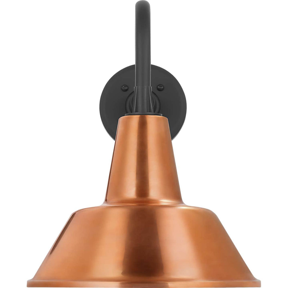Thomas O'Brien Academy 11" Flynn Barn Light in Matte Black with 12.5" Soft Copper Bowers Shade W12.5" x H15.5" x E16.75"