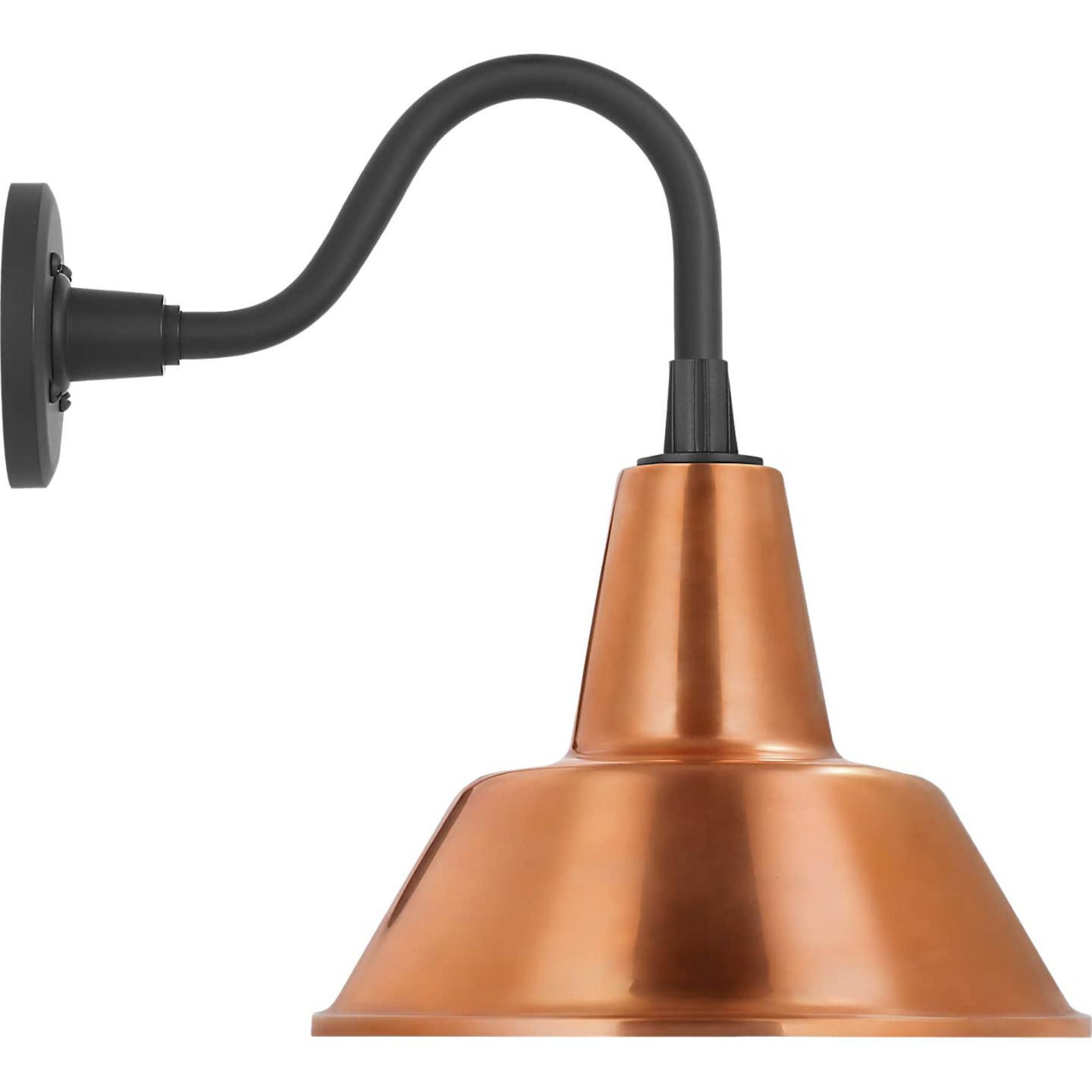 Thomas O'Brien Academy 11" Flynn Barn Light in Matte Black with 12.5" Soft Copper Bowers Shade W12.5" x H15.5" x E16.75"