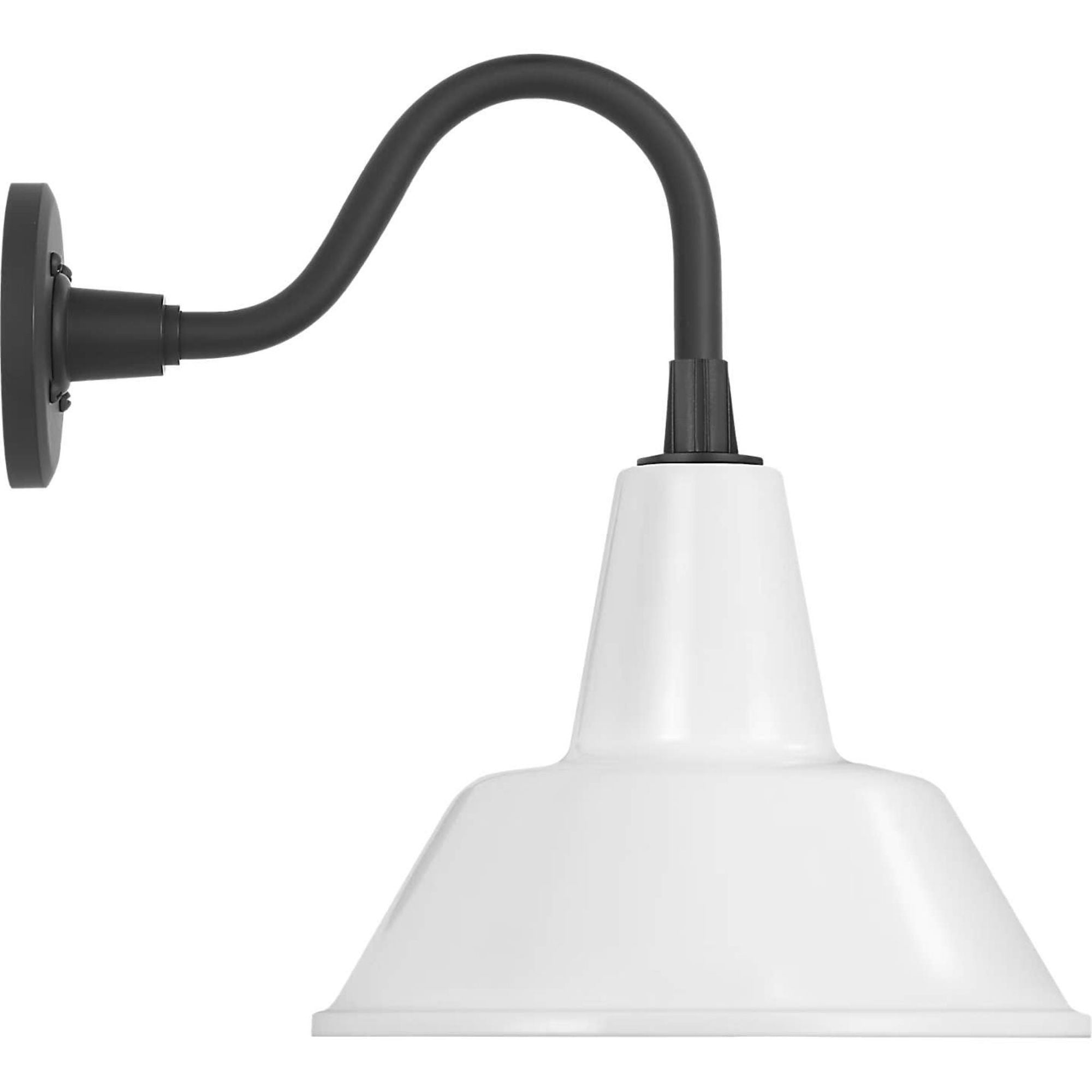 Thomas O'Brien Academy 11" Flynn Barn Light in Matte Black with 12.5" White Bowers Shade W12.5" x H15.5" x E16.75"