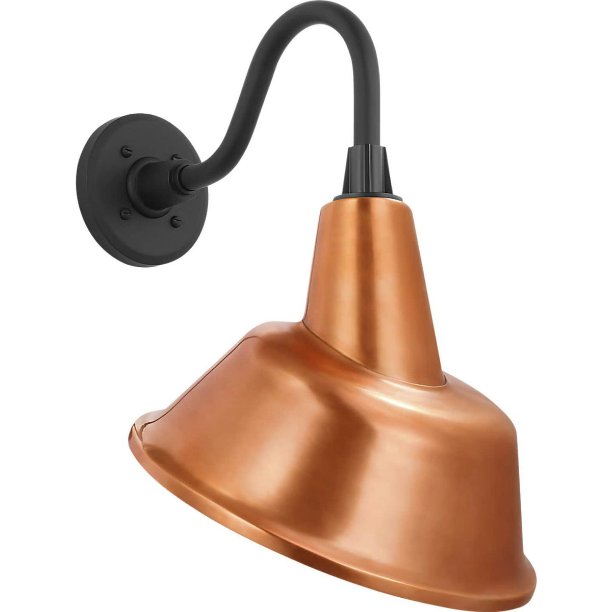Thomas O'Brien Academy 11" Flynn Barn Light in Matte Black with 12.5" Soft Copper Tilted Bowers Shade W12.5" x H18.5" x E14"