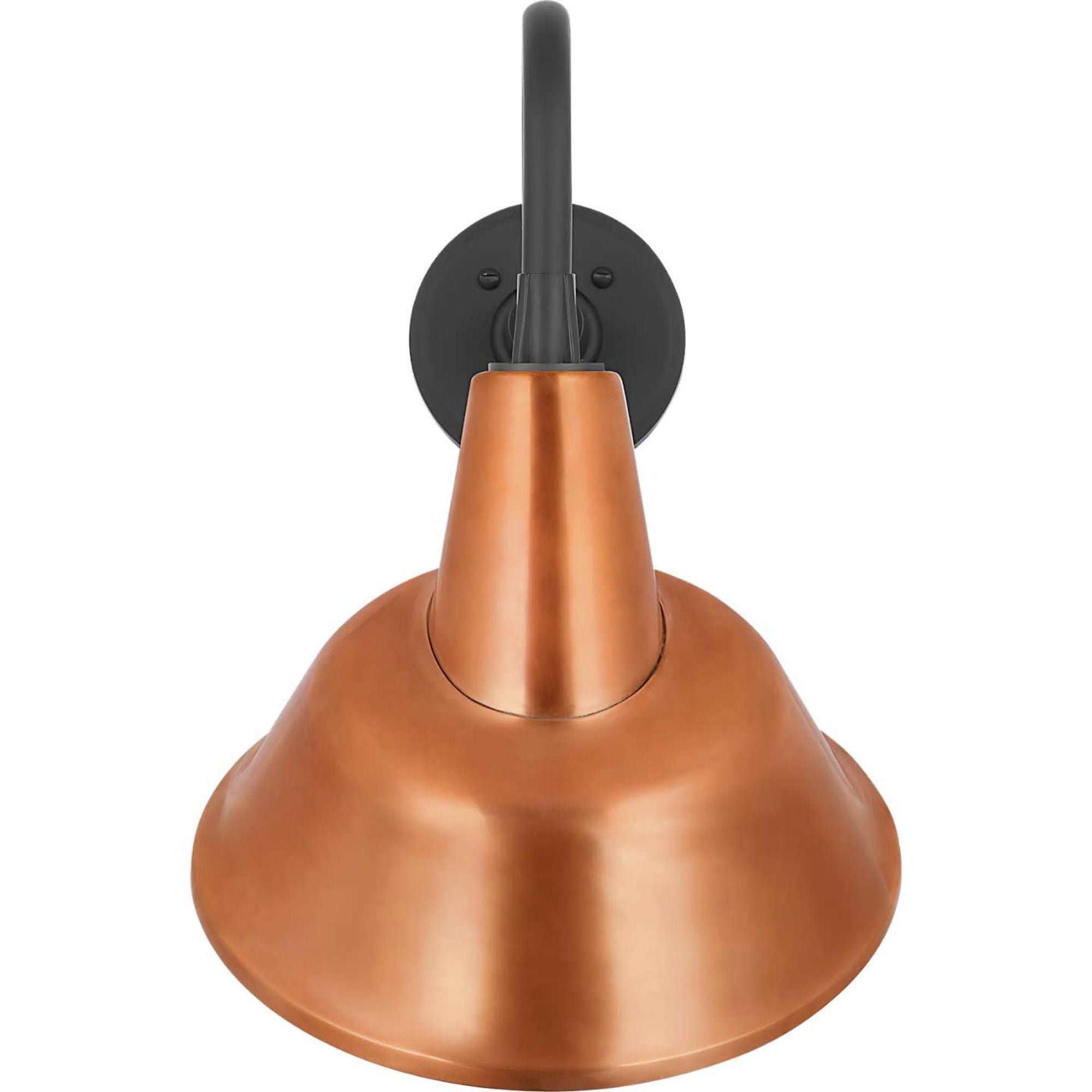 Thomas O'Brien Academy 11" Flynn Barn Light in Matte Black with 12.5" Soft Copper Tilted Bowers Shade W12.5" x H18.5" x E14"