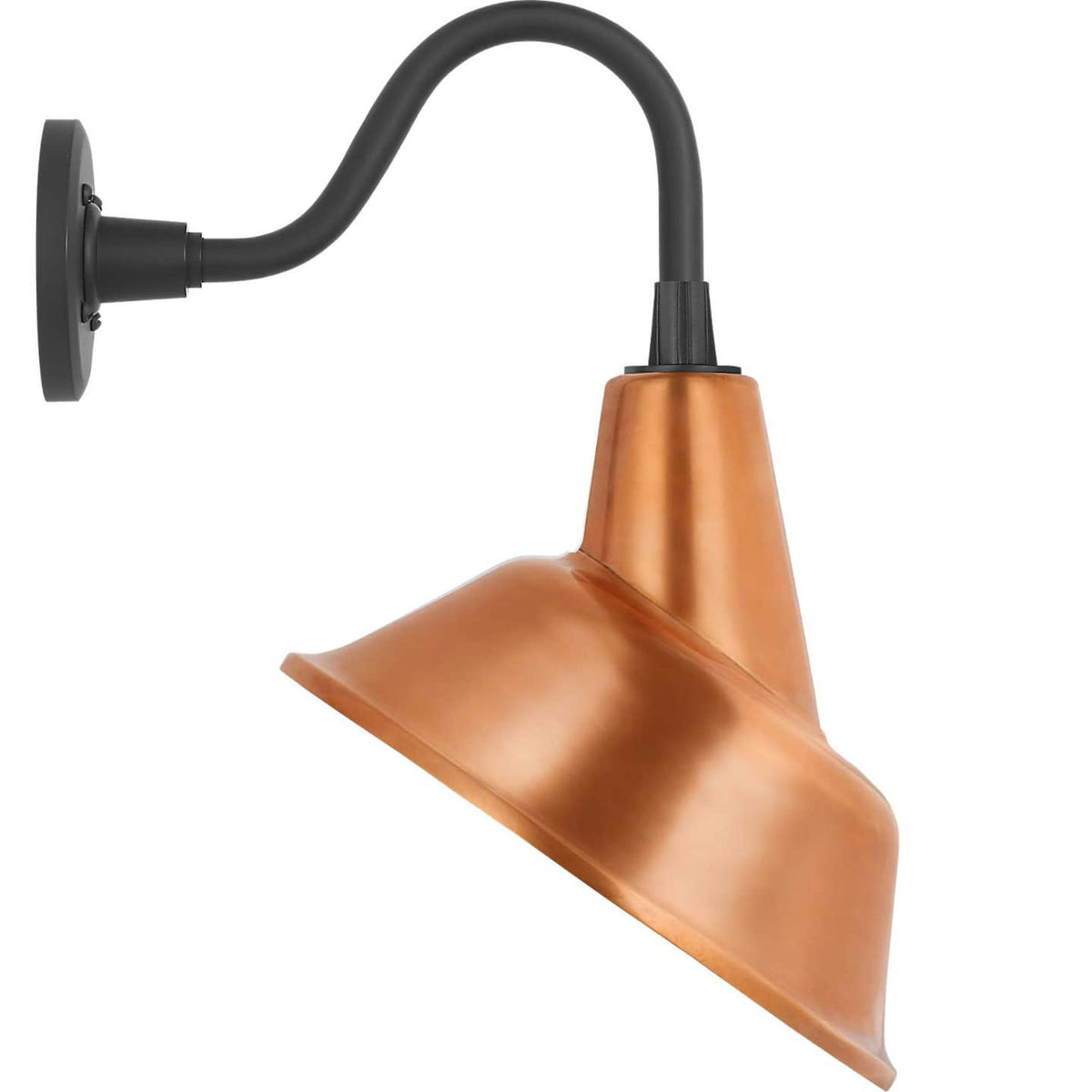 Thomas O'Brien Academy 11" Flynn Barn Light in Matte Black with 12.5" Soft Copper Tilted Bowers Shade W12.5" x H18.5" x E14"