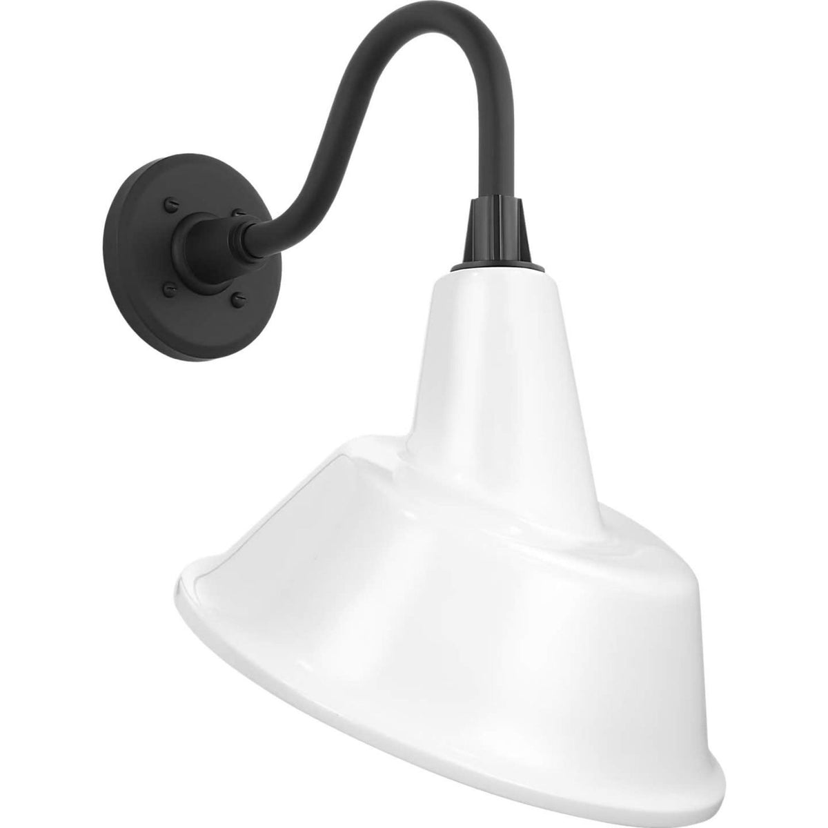 Thomas O'Brien Academy 11" Flynn Barn Light in Matte Black with 12.5" White Tilted Bowers Shade W12.5" x H18.5" x E14"