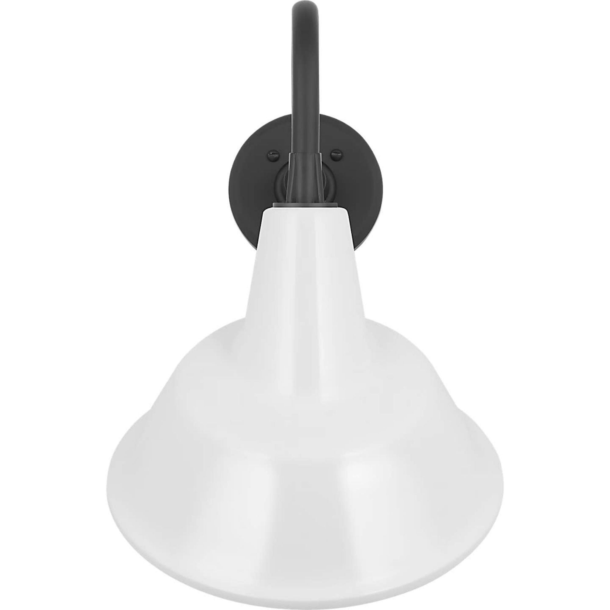 Thomas O'Brien Academy 11" Flynn Barn Light in Matte Black with 12.5" White Tilted Bowers Shade W12.5" x H18.5" x E14"