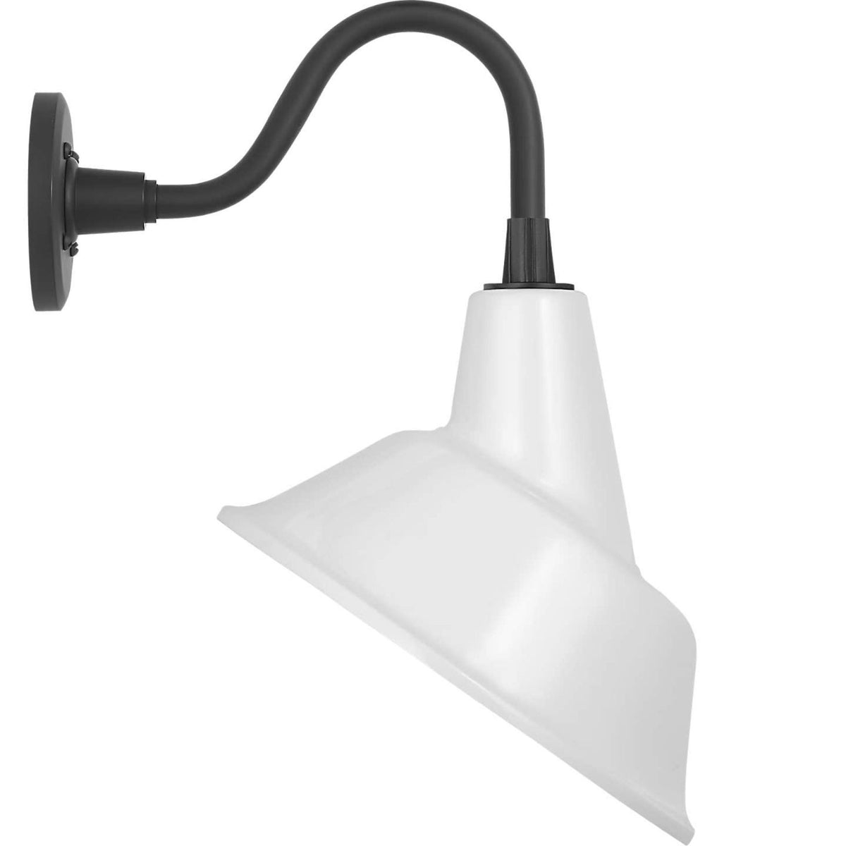 Thomas O'Brien Academy 11" Flynn Barn Light in Matte Black with 12.5" White Tilted Bowers Shade W12.5" x H18.5" x E14"