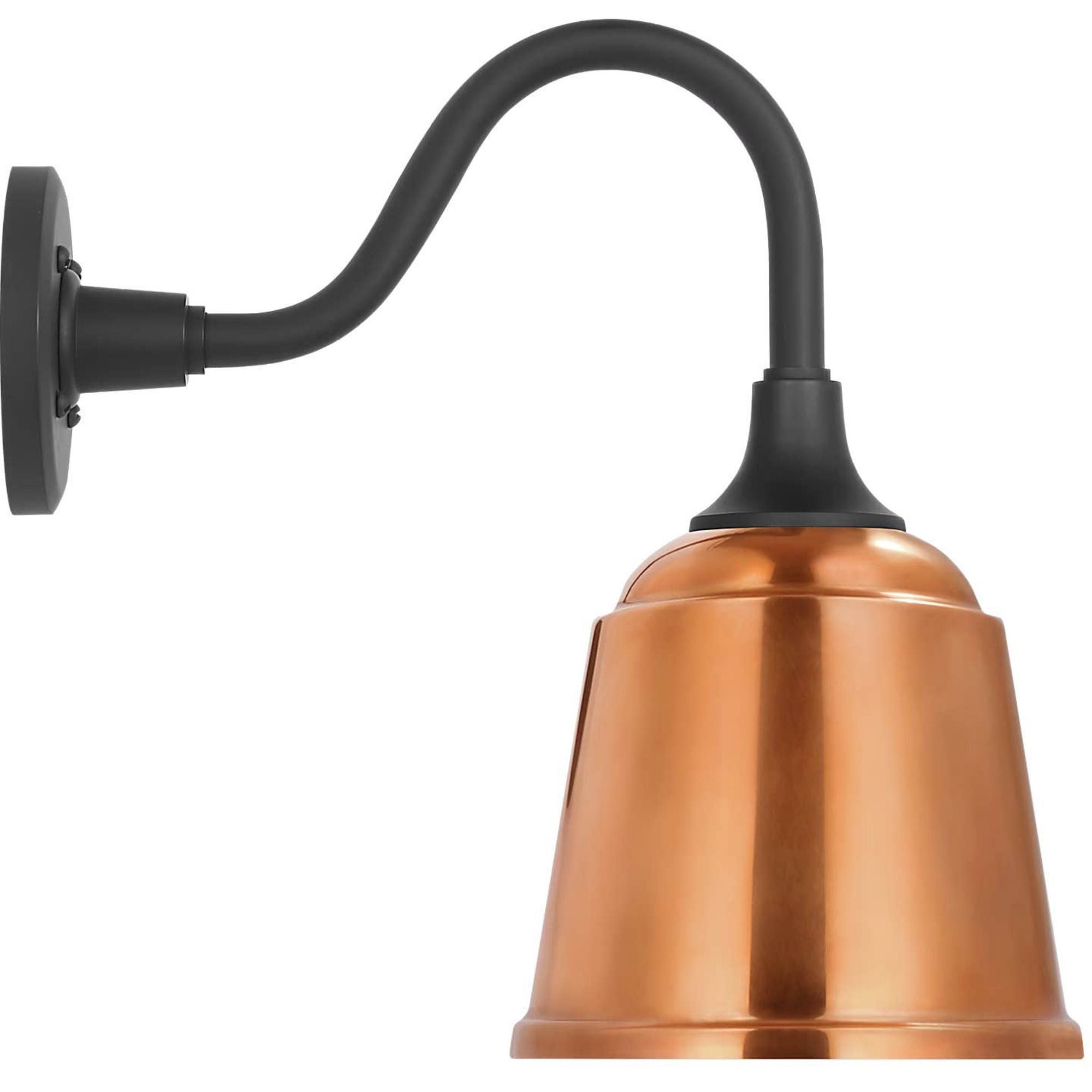 Thomas O'Brien Academy 11" Flynn Barn Light in Matte Black with 8" Soft Copper Rockhouse Shade W8" x H14.25" x E14.5"