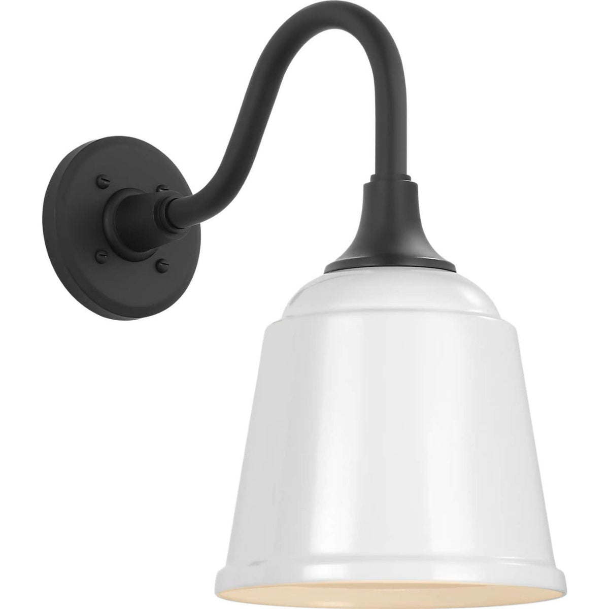 Thomas O'Brien Academy 11" Flynn Barn Light in Matte Black with 8" White Rockhouse Shade W8" x H14.25" x E14.5"