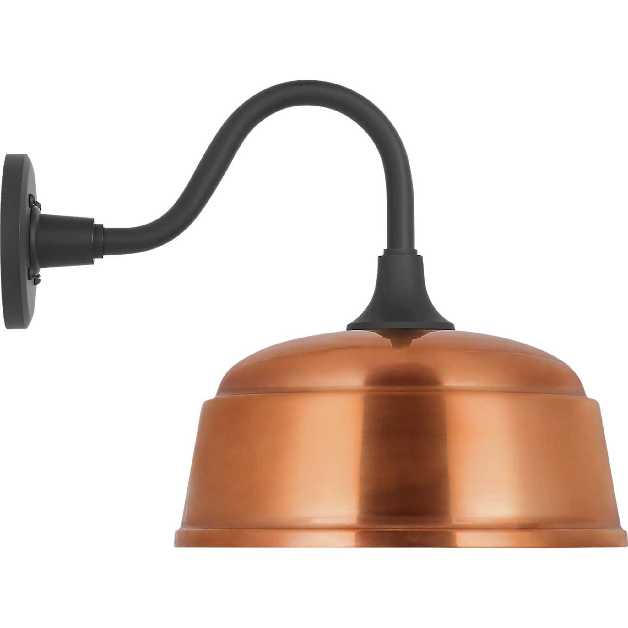 Thomas O'Brien Academy 11" Flynn Barn Light in Matte Black with 12.5" Soft Copper Rockhouse Shade W12.5" x H13" x E16.75"