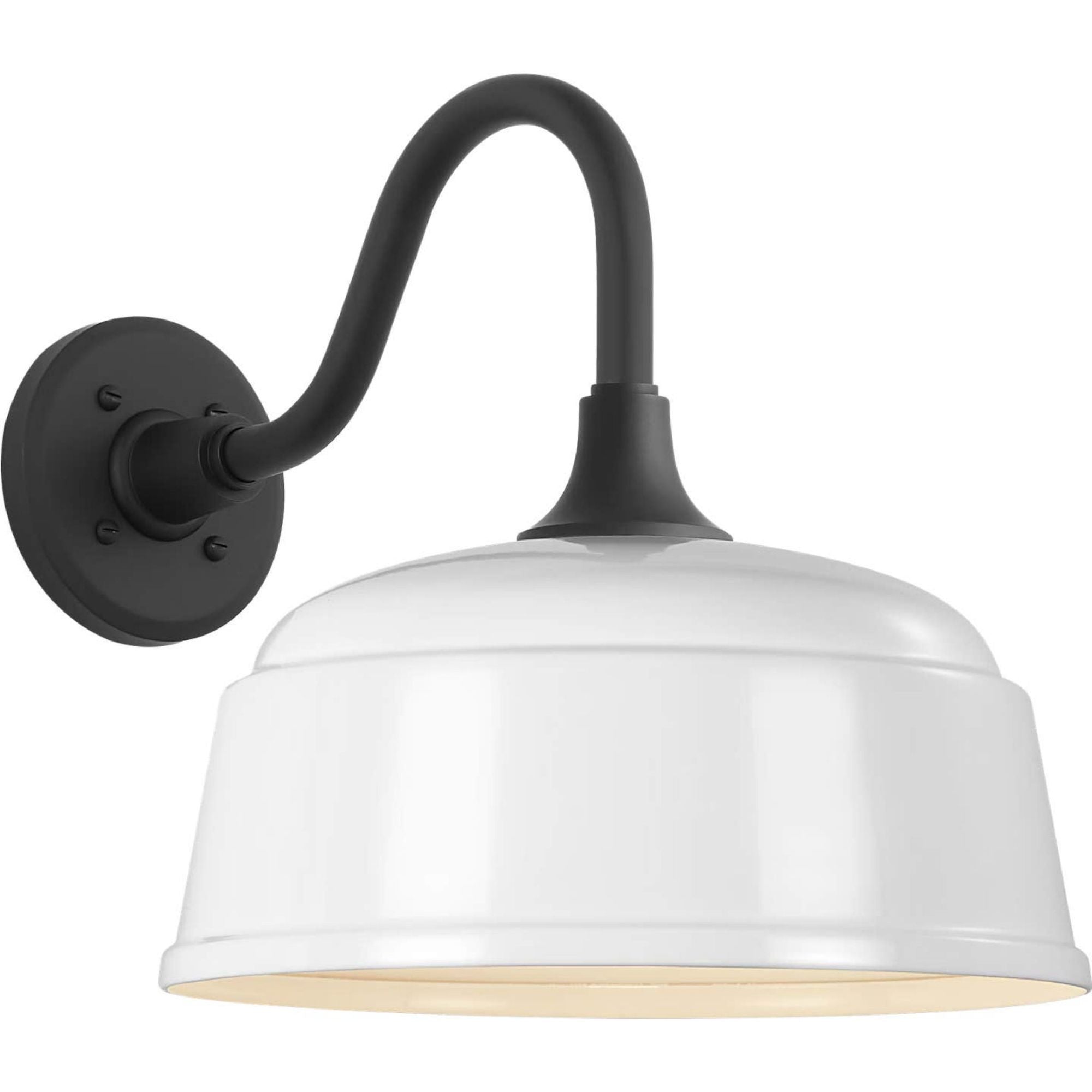 Thomas O'Brien Academy 11" Flynn Barn Light in Matte Black with 12.5" White Rockhouse Shade W12.5" x H13" x E16.75"