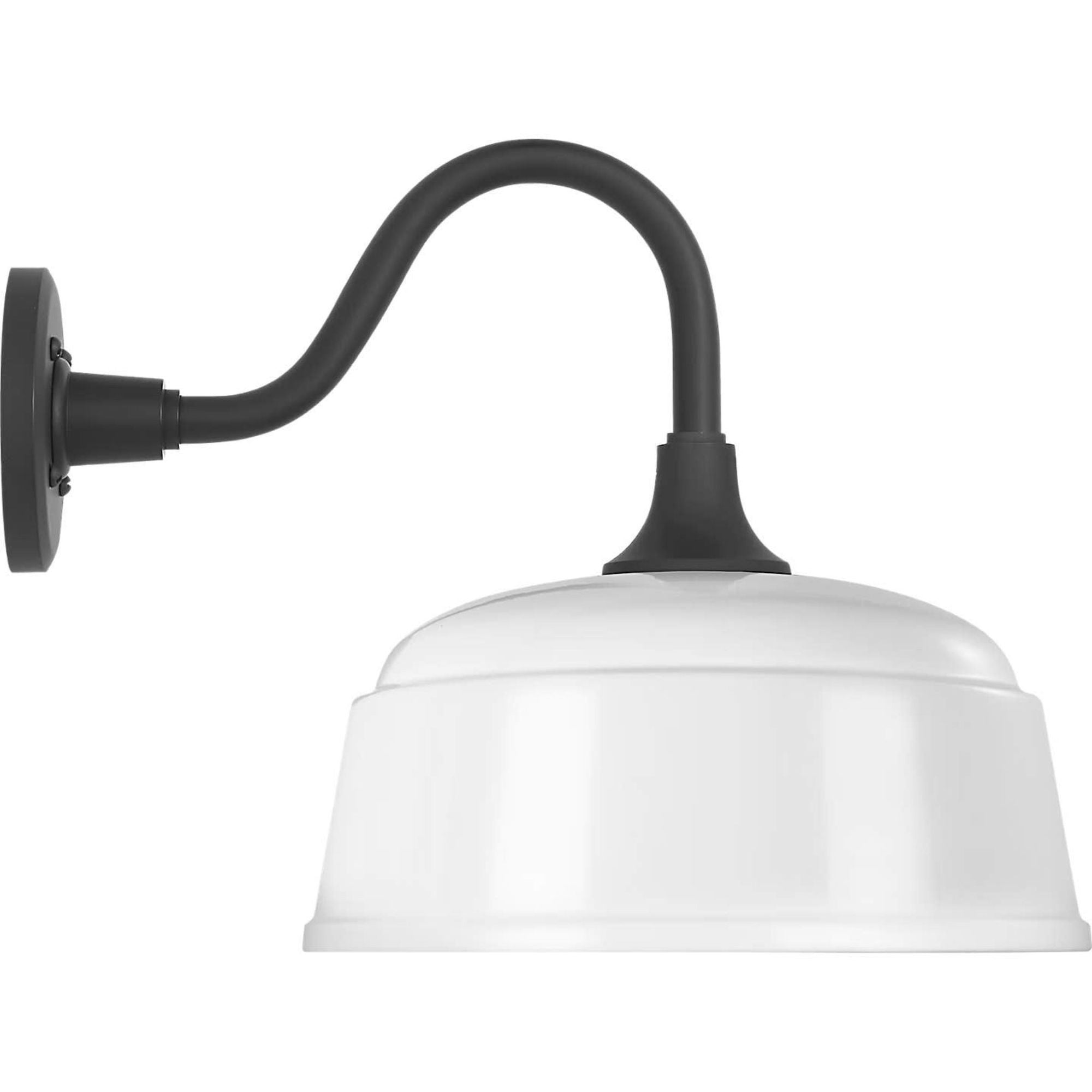Thomas O'Brien Academy 11" Flynn Barn Light in Matte Black with 12.5" White Rockhouse Shade W12.5" x H13" x E16.75"
