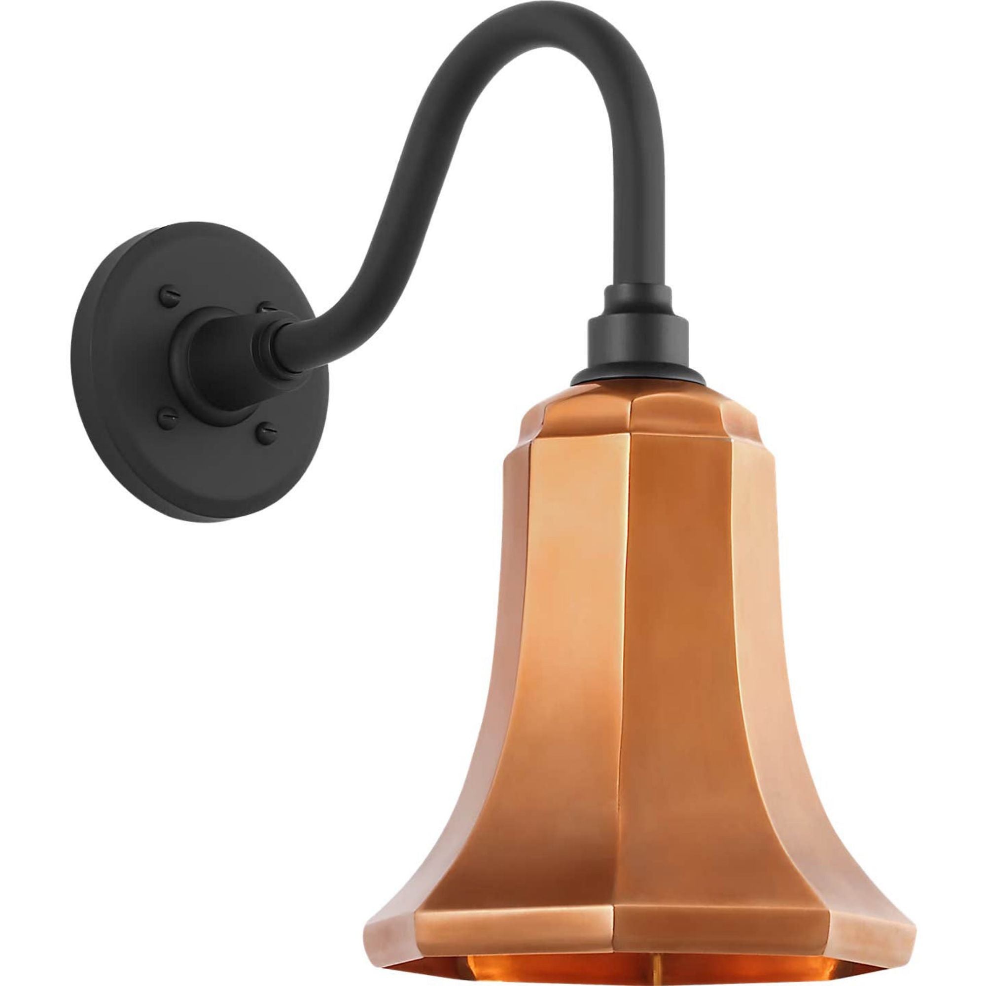 Thomas O'Brien Academy 11" Flynn Barn Light in Matte Black with 7.5" Soft Copper Savannah Shade W7.5" x H14.75" x E14.25"