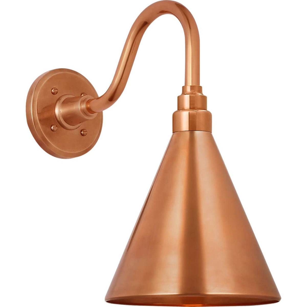 Thomas O'Brien Academy 11" Flynn Barn Light in Soft Copper with 9" Soft Copper Conical Savannah Shade W9" x H15.5" x E15"