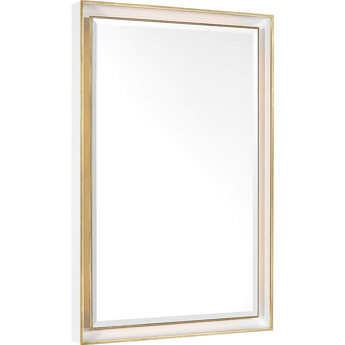 Thomas O'Brien Tricia 24" Illuminated Rectangular Mirror in Matte White and Gild W24" x H36" x E3"