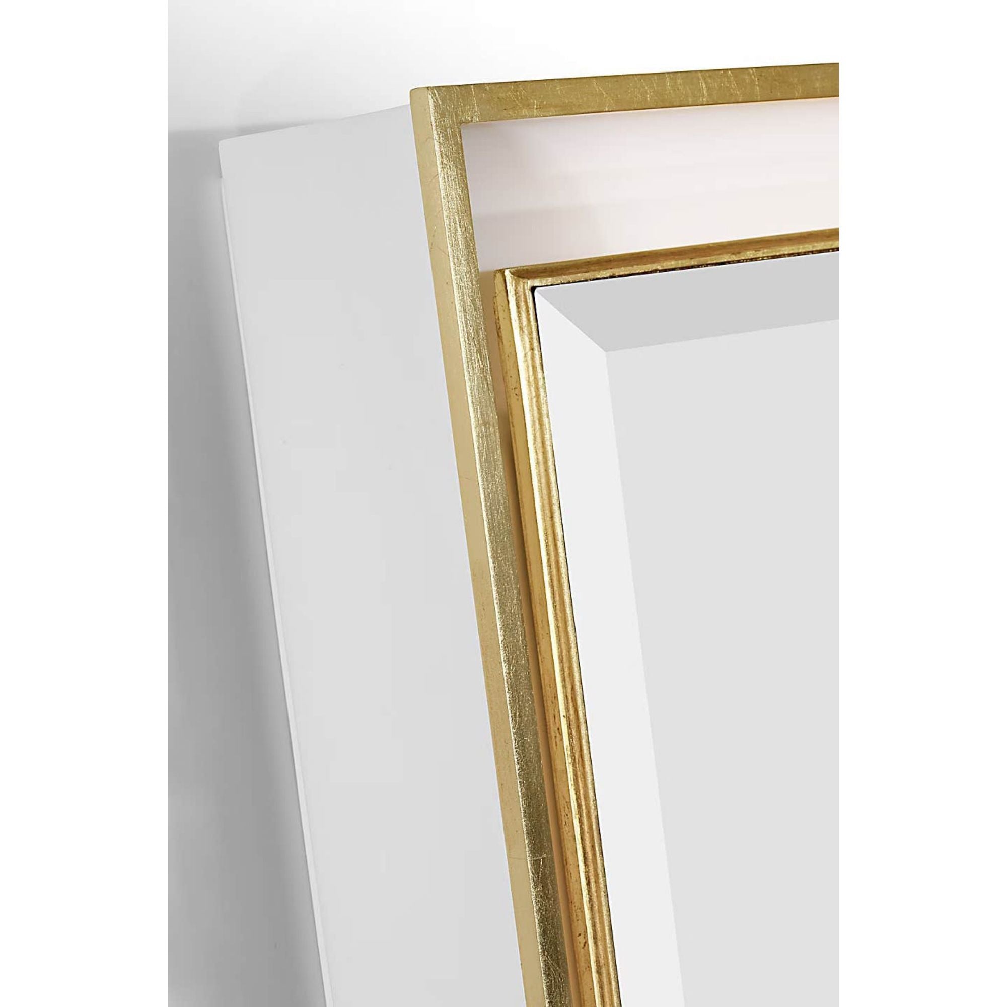 Thomas O'Brien Tricia 24" Illuminated Rectangular Mirror in Matte White and Gild W24" x H36" x E3"