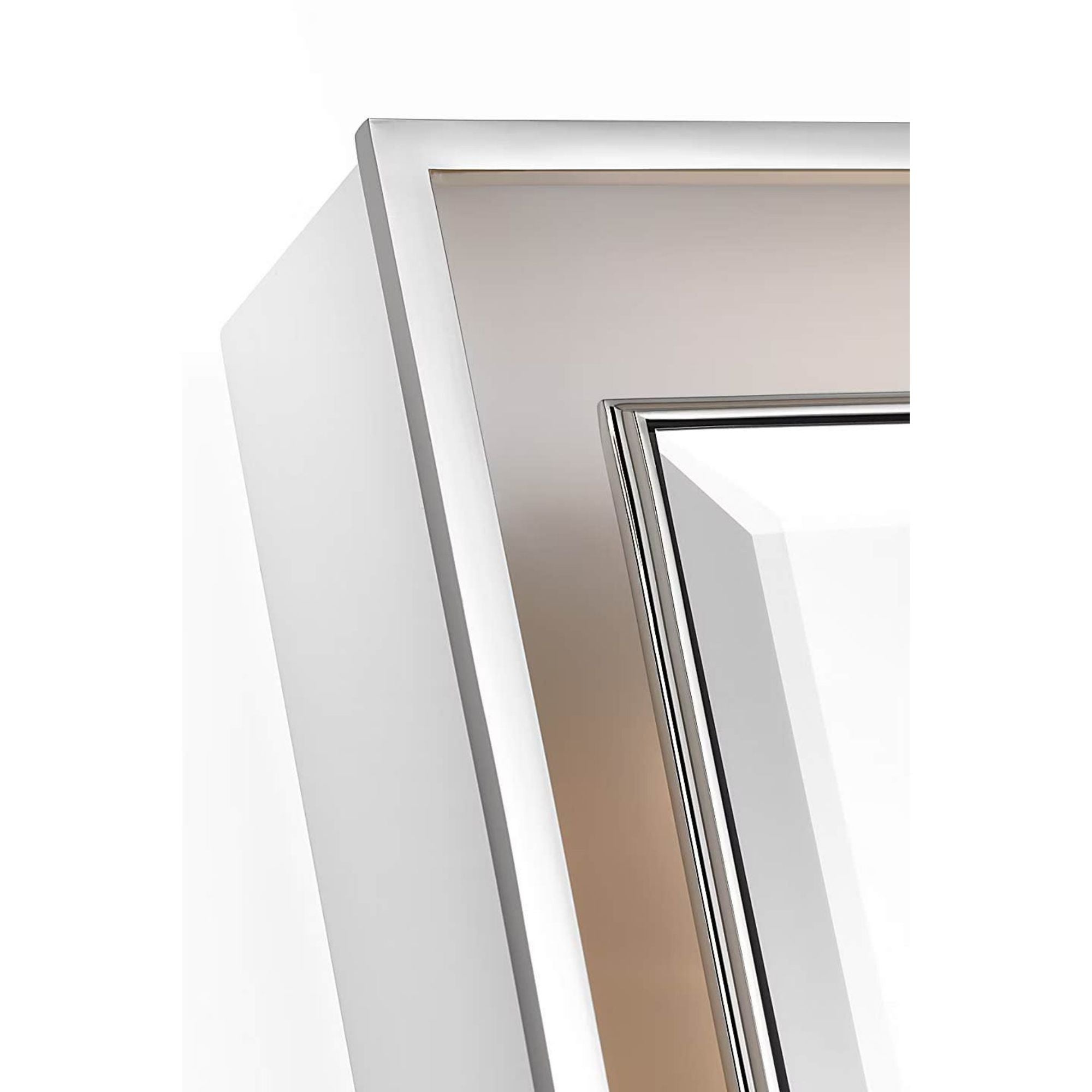Thomas O'Brien Tricia 24" Illuminated Rectangular Mirror in Matte White and Polished Nickel W24" x H36" x E3"