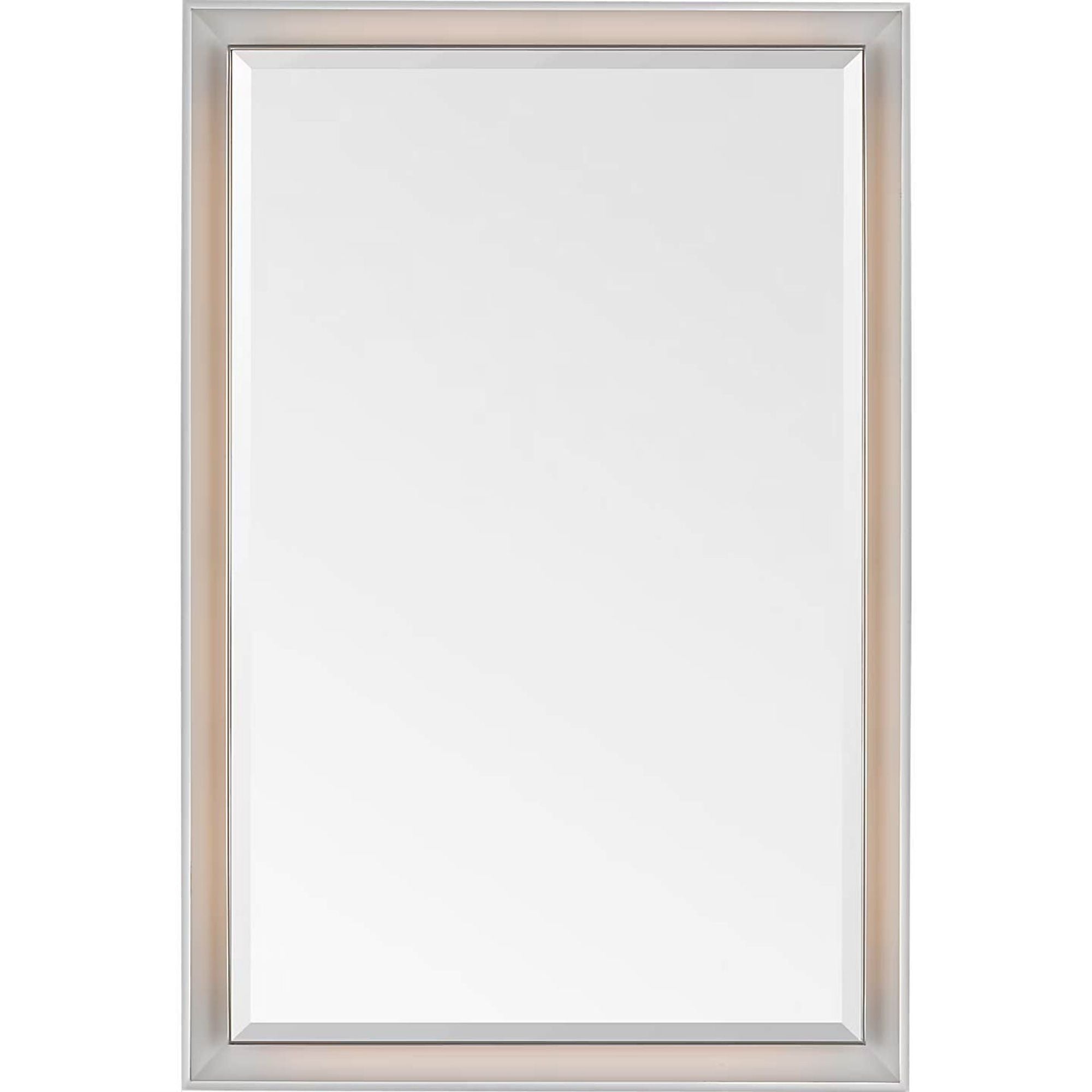 Thomas O'Brien Tricia 24" Illuminated Rectangular Mirror in Matte White and Polished Nickel W24" x H36" x E3"